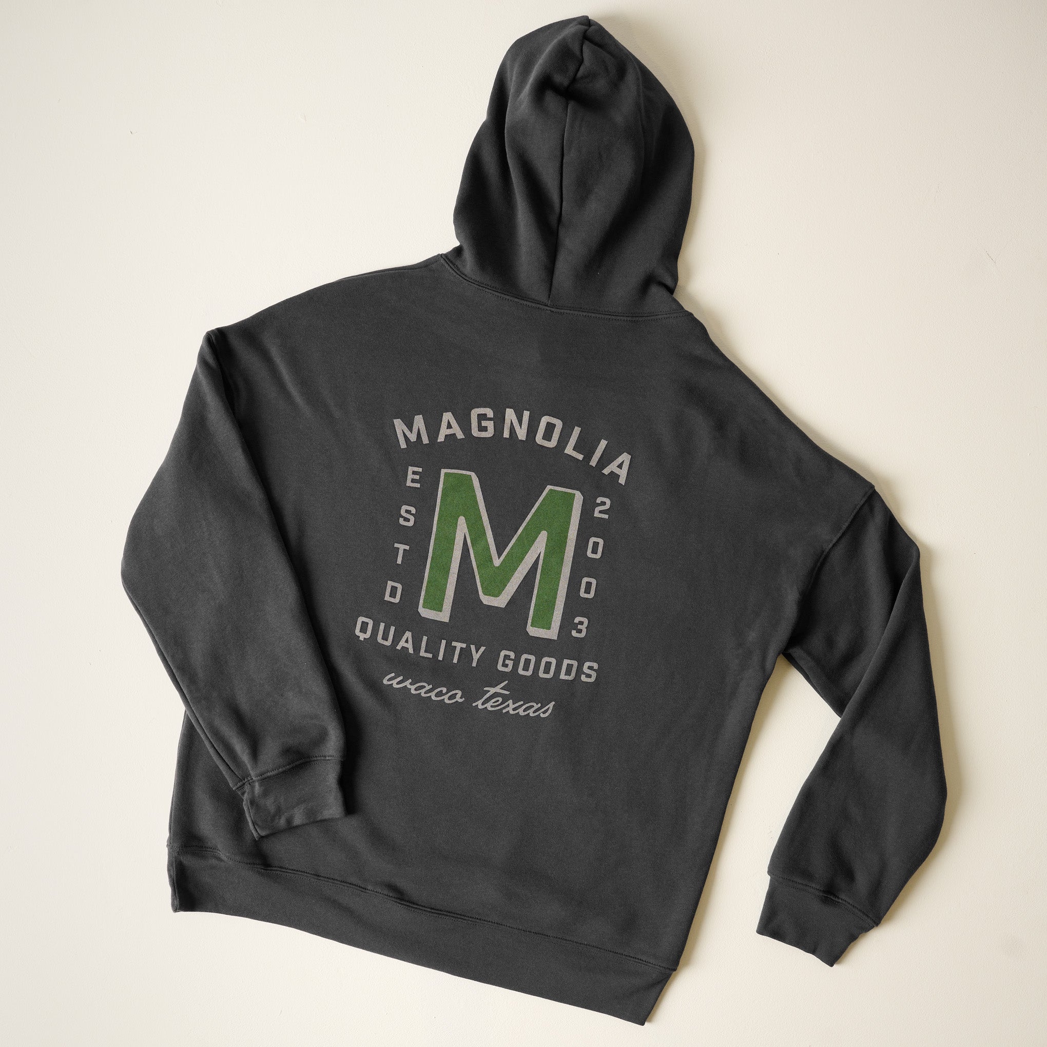 Back of Magnolia Quality Goods Dark Grey Hoodie $68.00