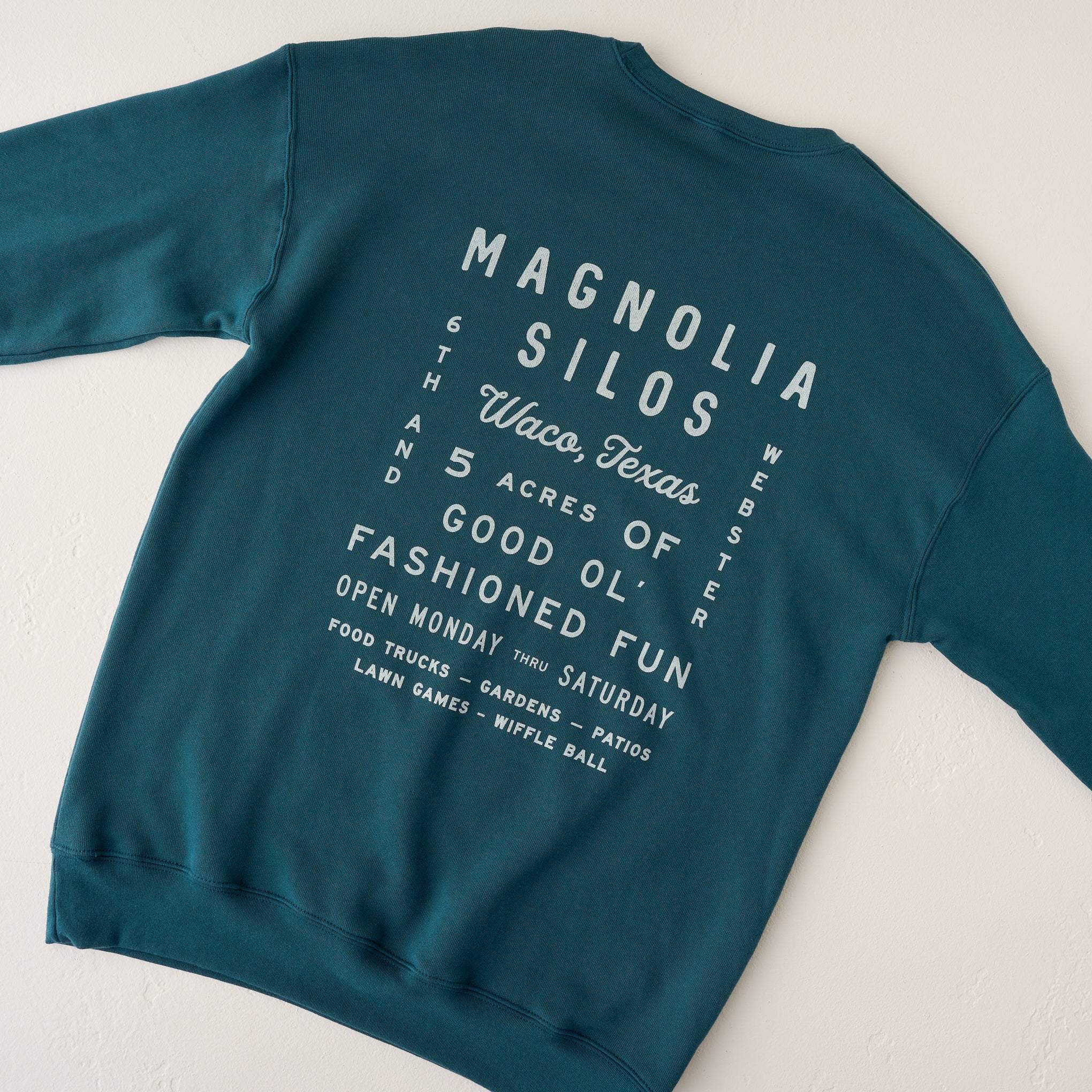 Magnolia Roadtrip Atlantic Blue Sweatshirt back of sweatshirt