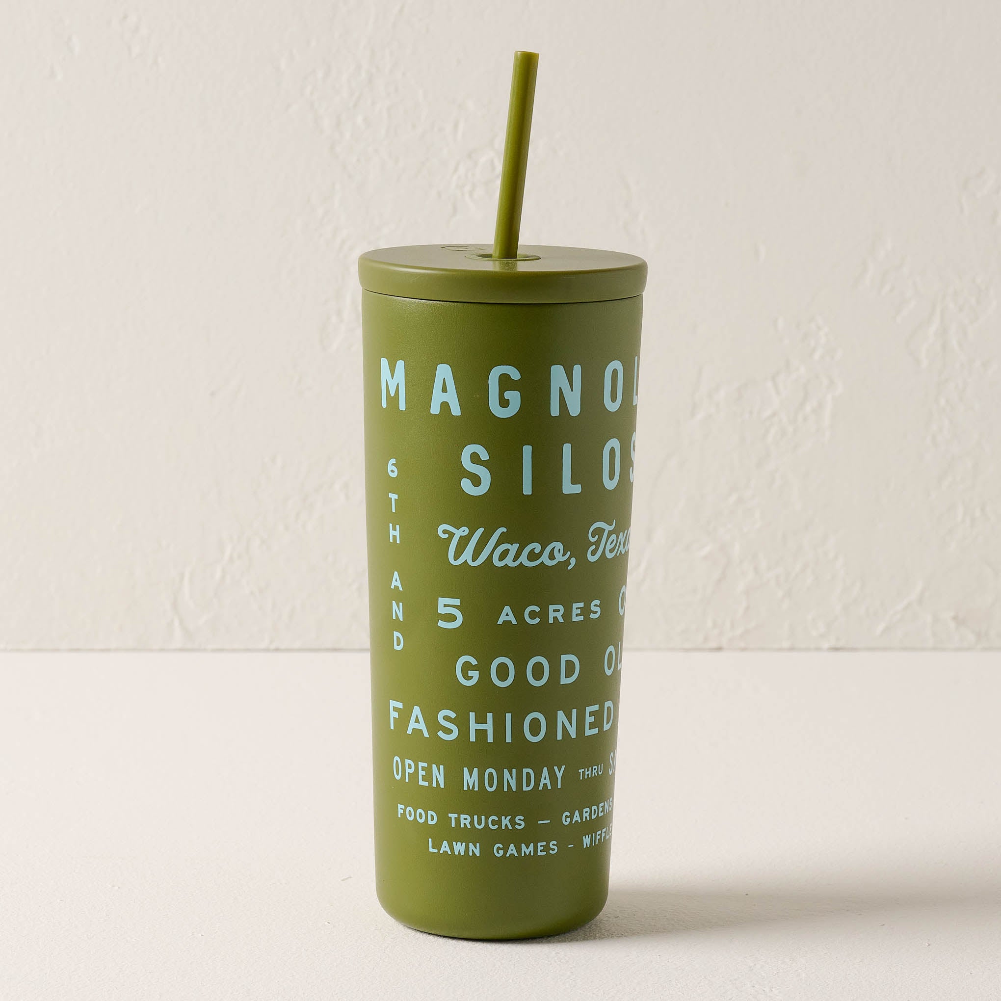 Magnolia Roadtrip 24oz Olive Cold Tumbler with Straw $36.00