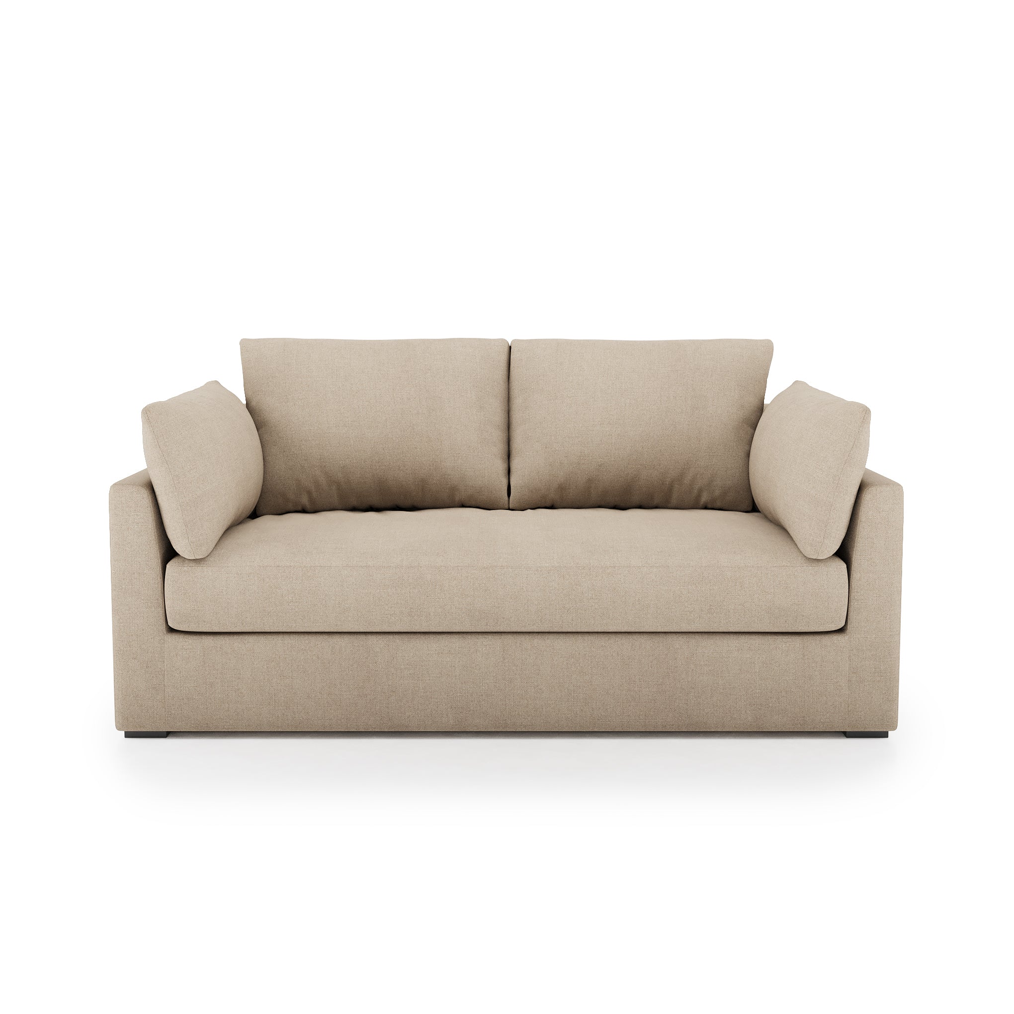Serene Sofa natural linen front view On sale with items ranging from $2399.20 to $2799.20, discounted from $2999.00 to $3499.00