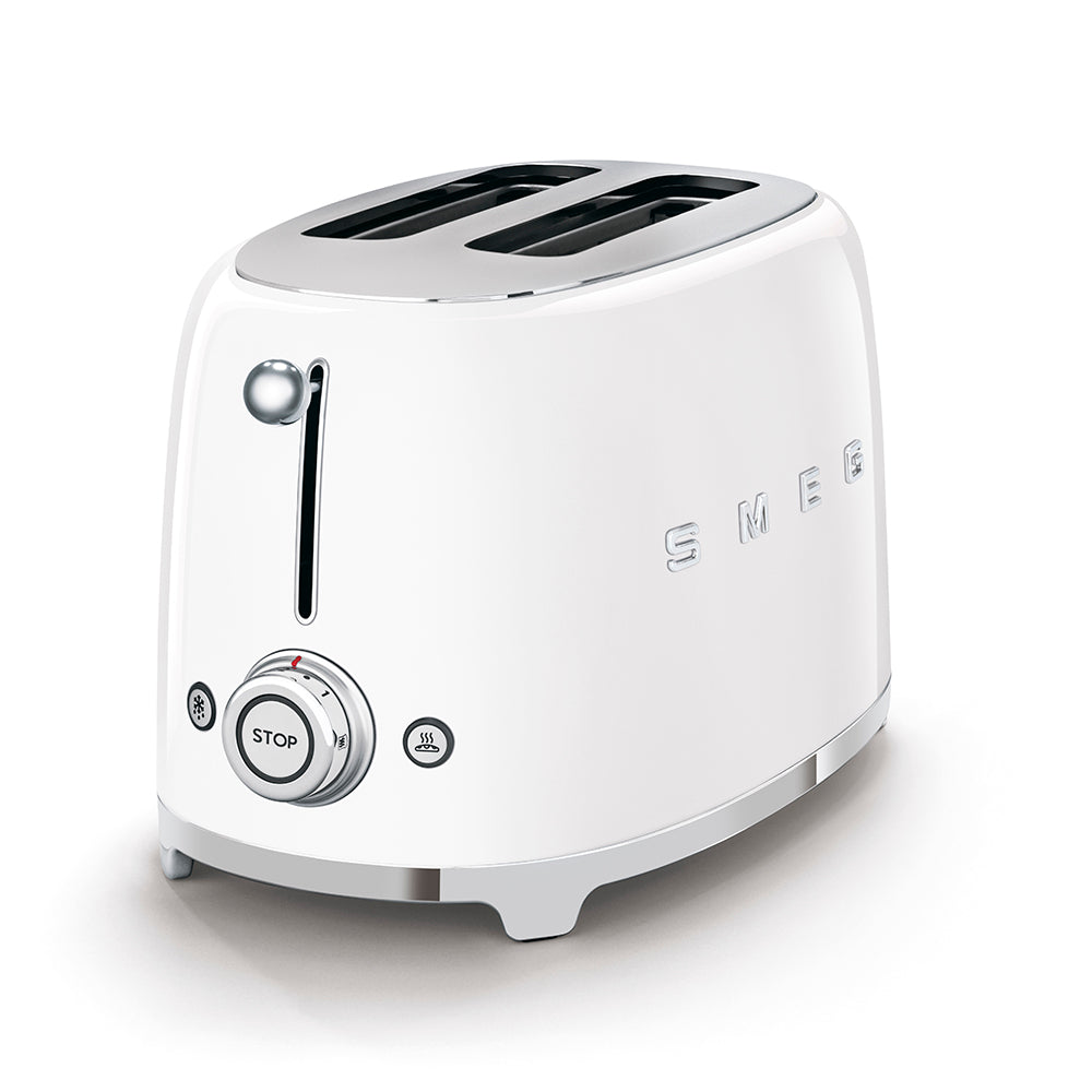 Smeg 2-Slice Toaster in white showing buttons and controls Items range from $199.95 to $239.95