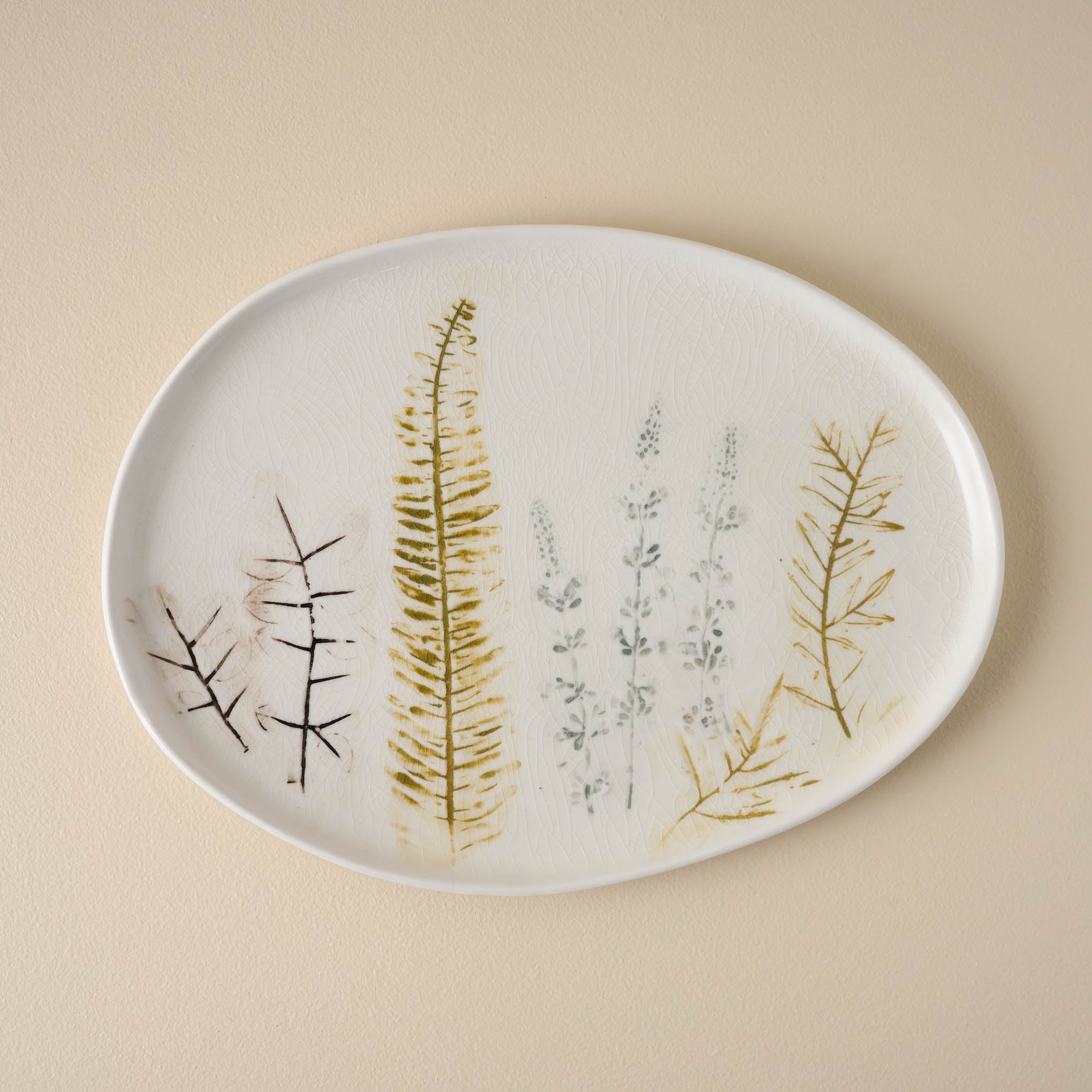 Pressed Floral Ceramic Platter