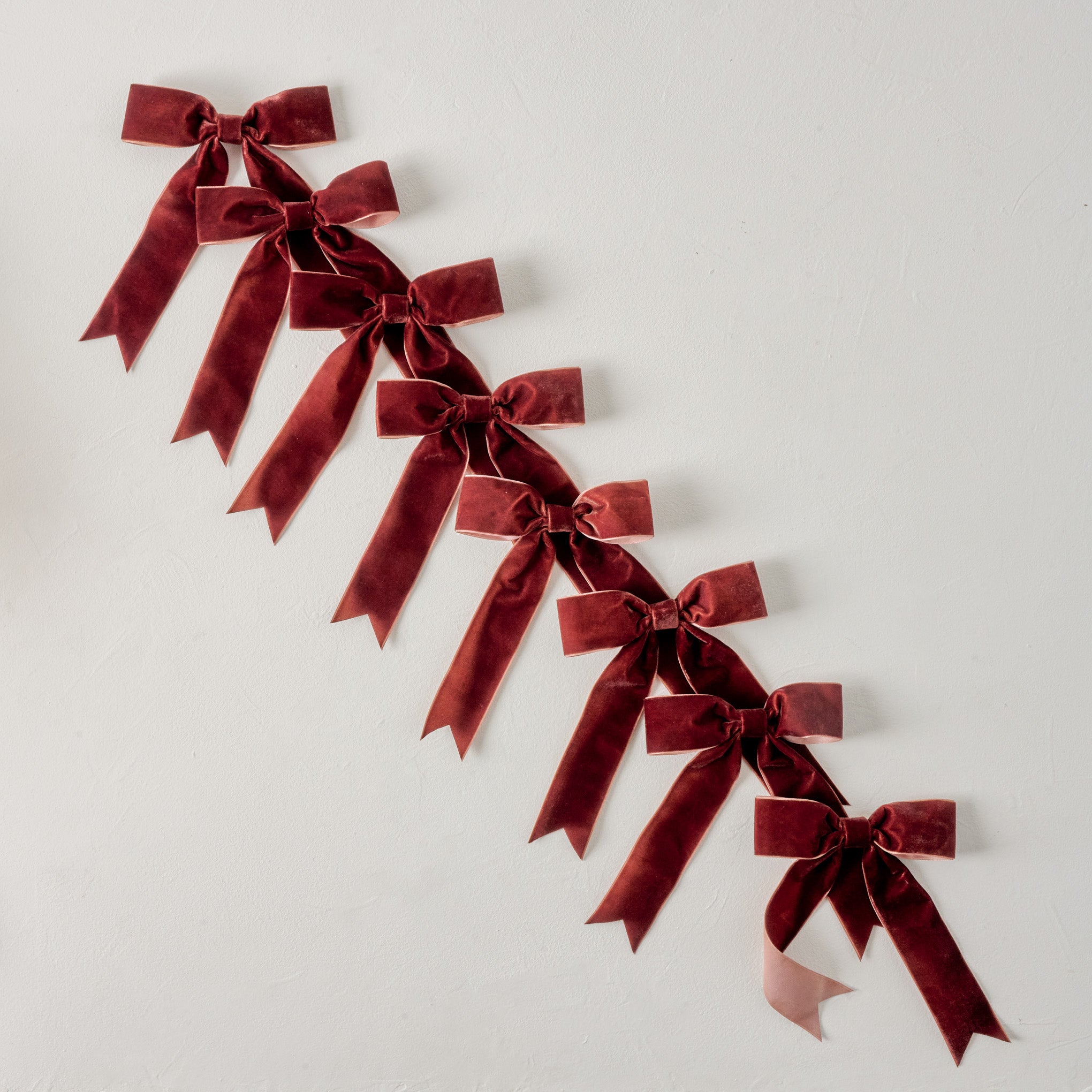 Burgundy Velvet Bow Ornament Clip, Set of 8