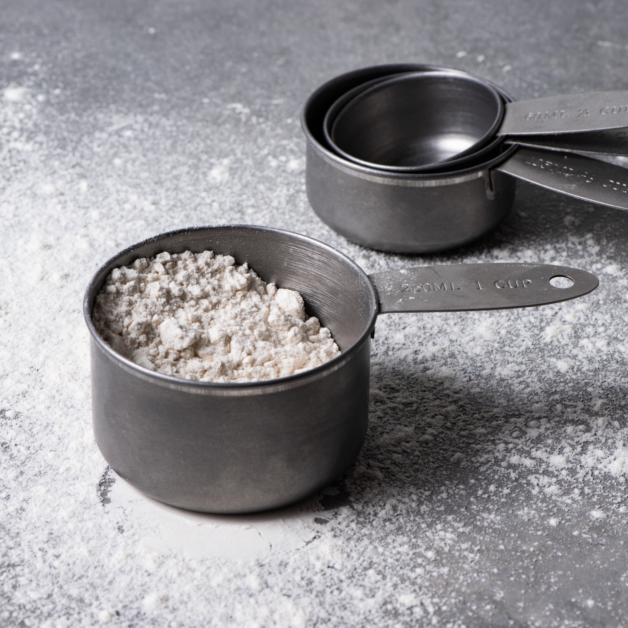 brushed stainless steel measuring cup set $20.00