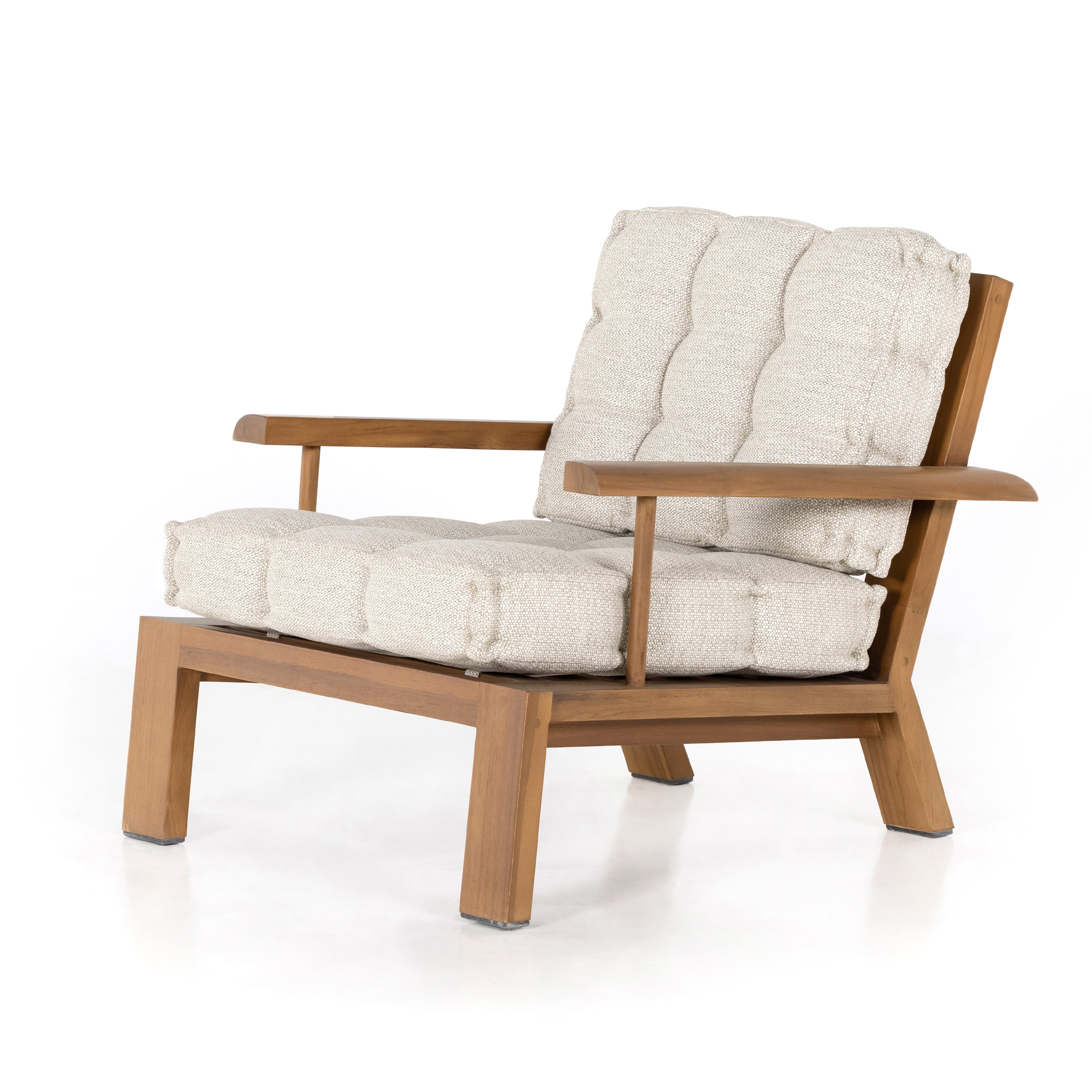 leila tufted cushioned outdoor chair with teak wood frame for magnolia