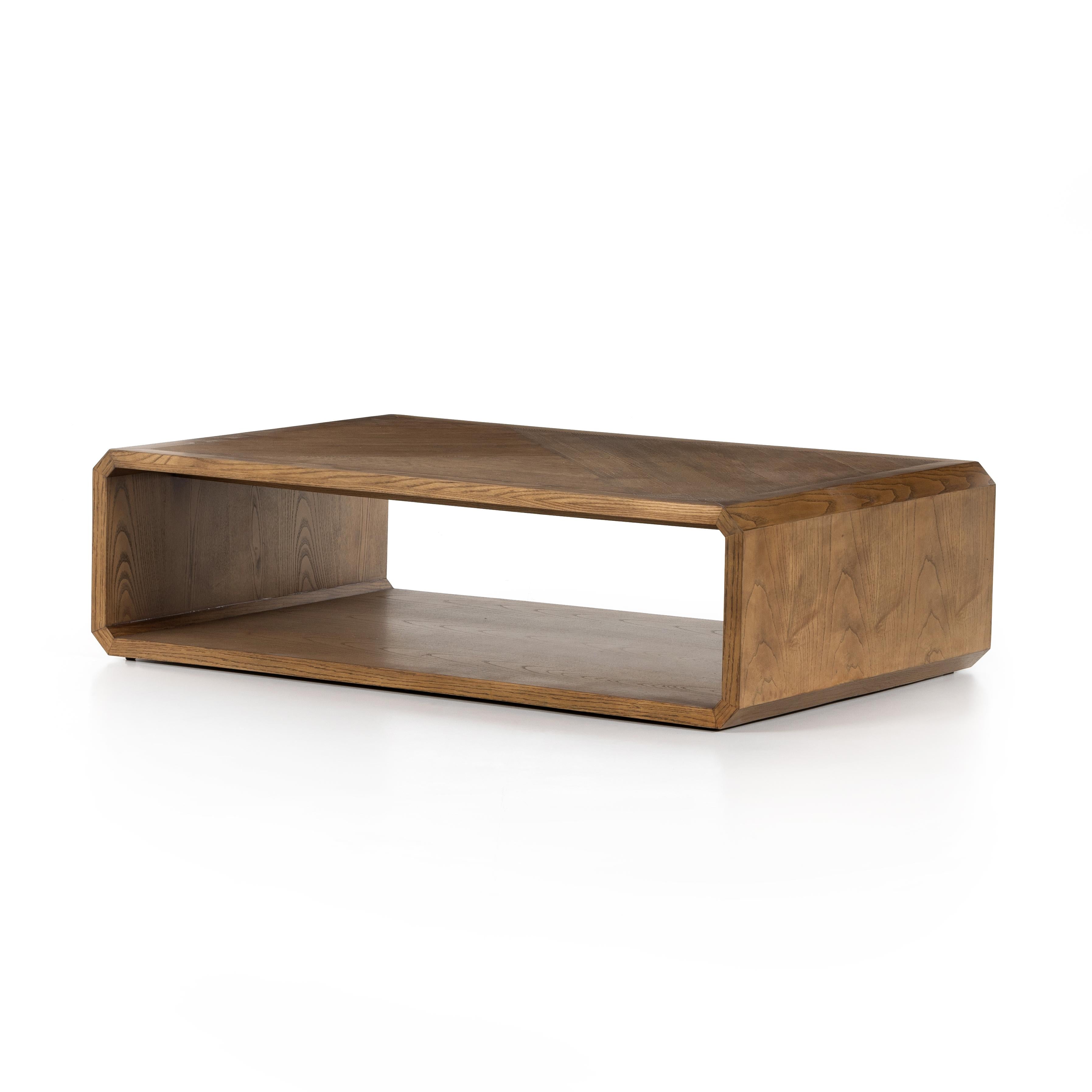 Brazos Coffee Table in natural ash angled view $1499.00