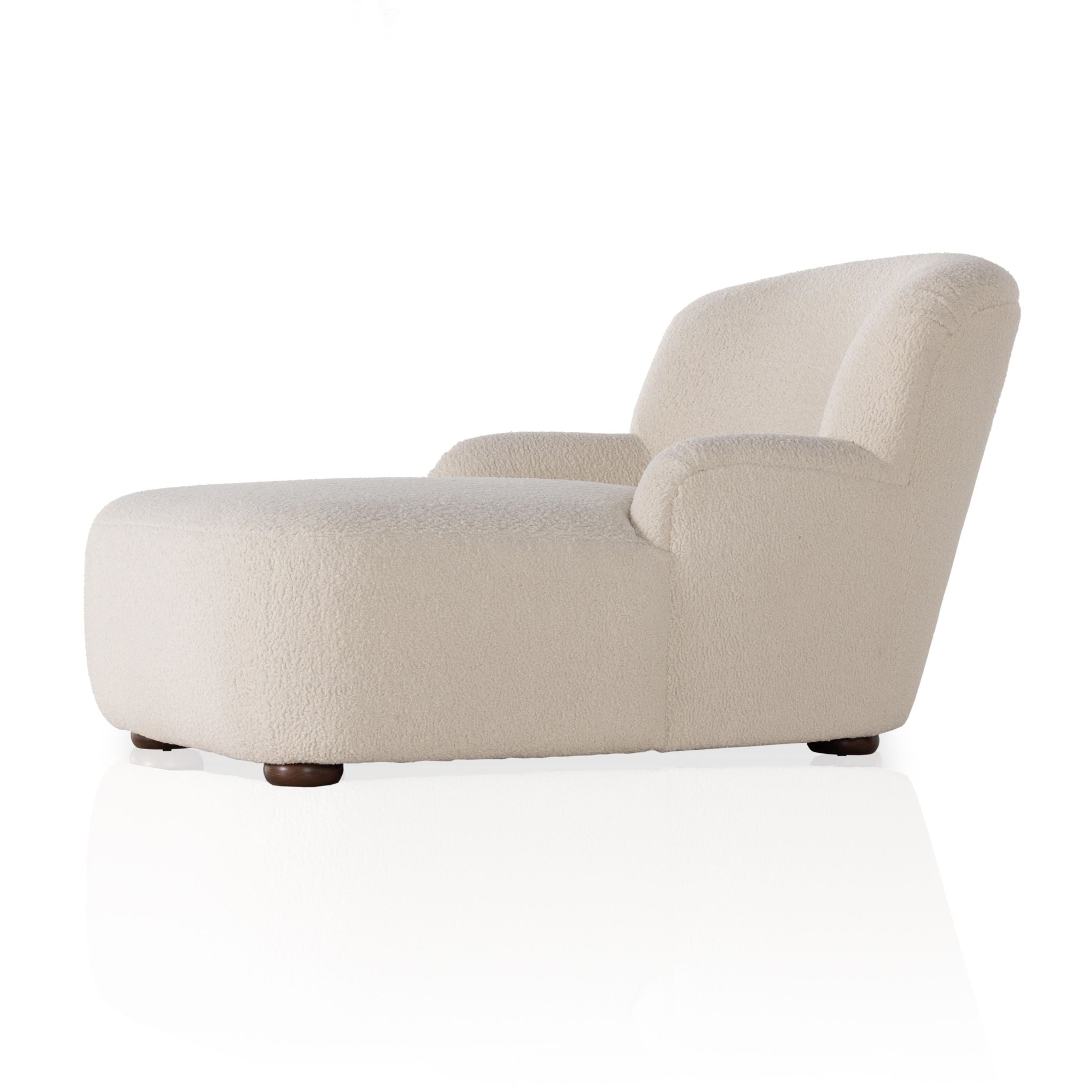 Ruby Chaise Lounge in almond side view angled