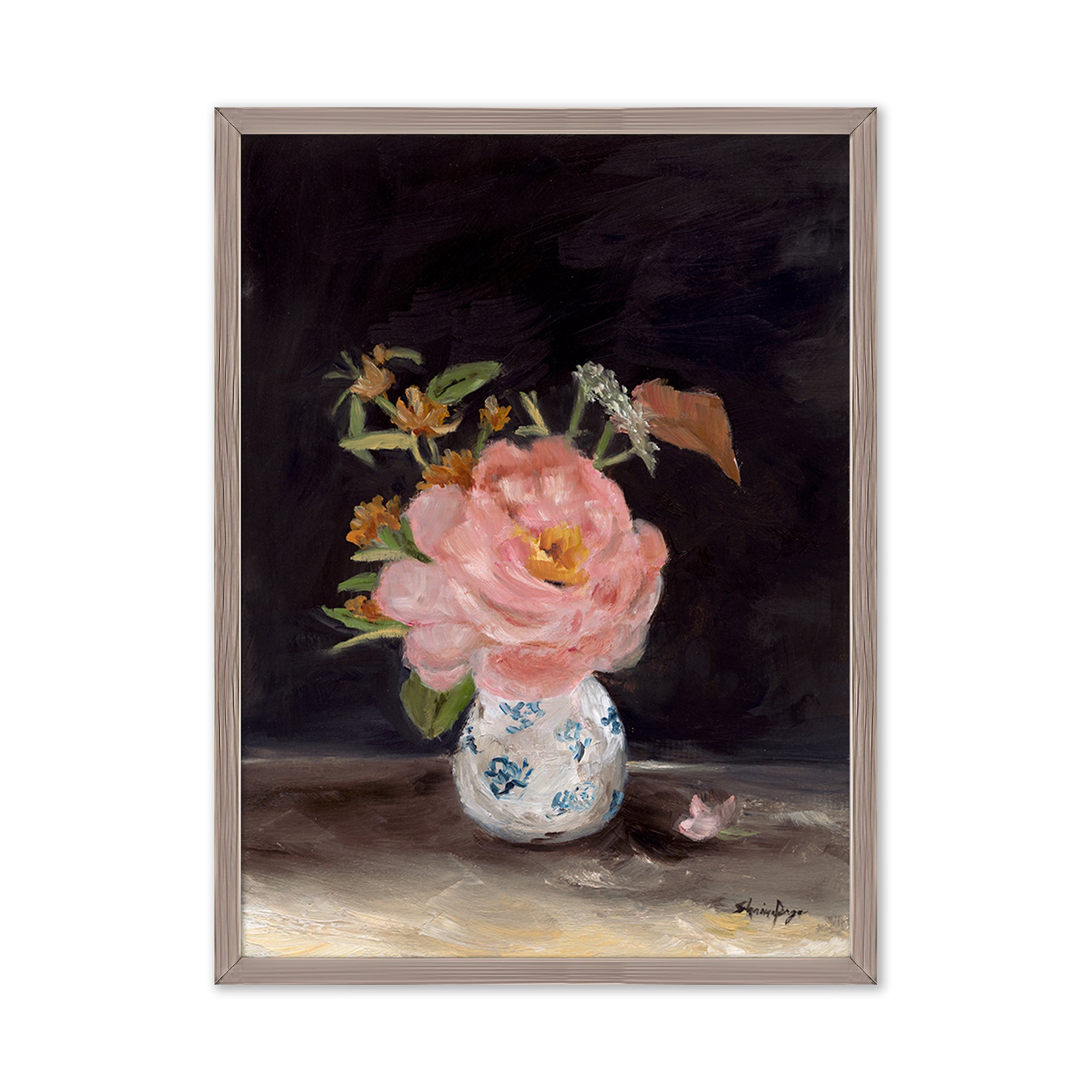 Framed wall art called Pink Peony by Shaina Page $428.00