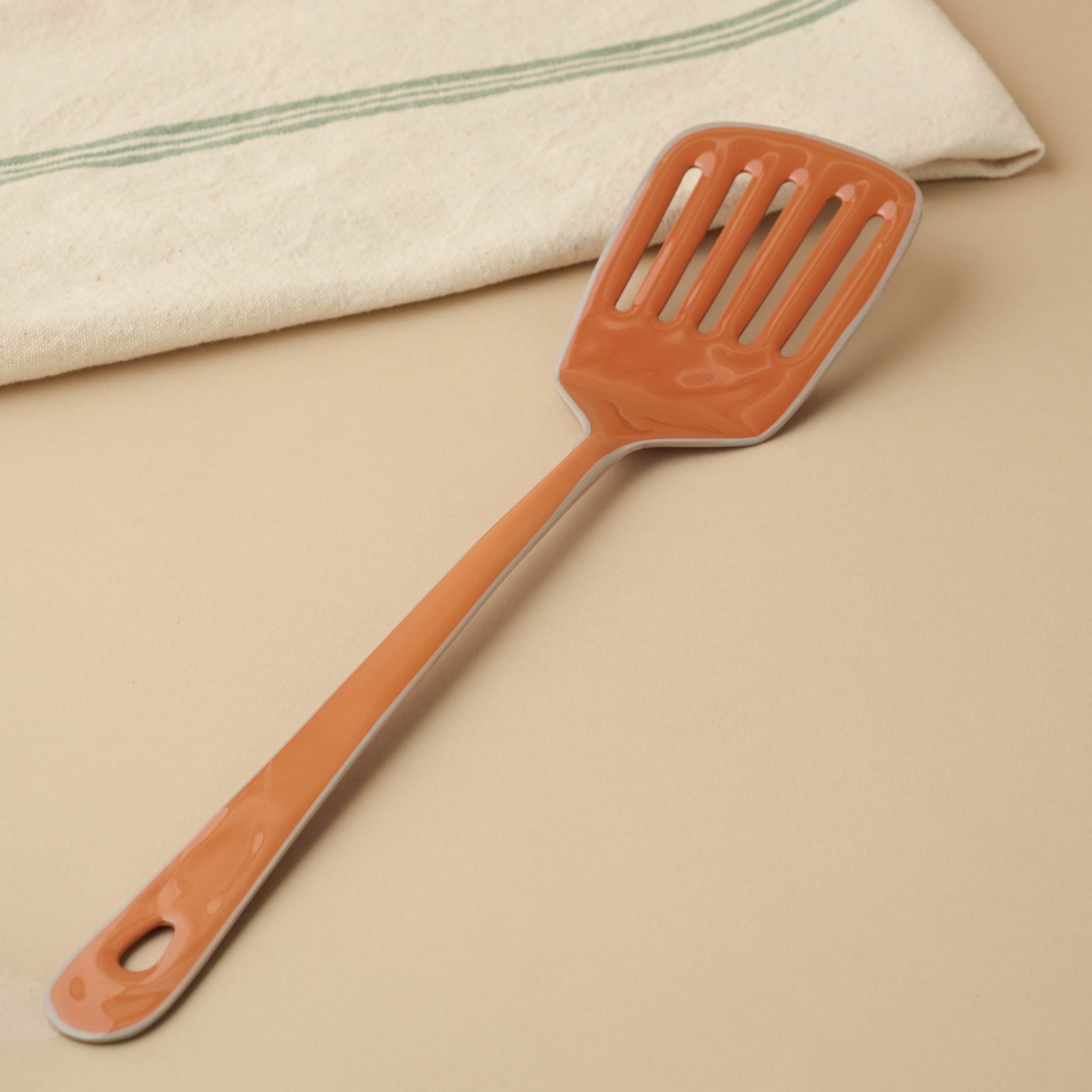 Amber Brown Enamel Slotted Turner - Magnolia