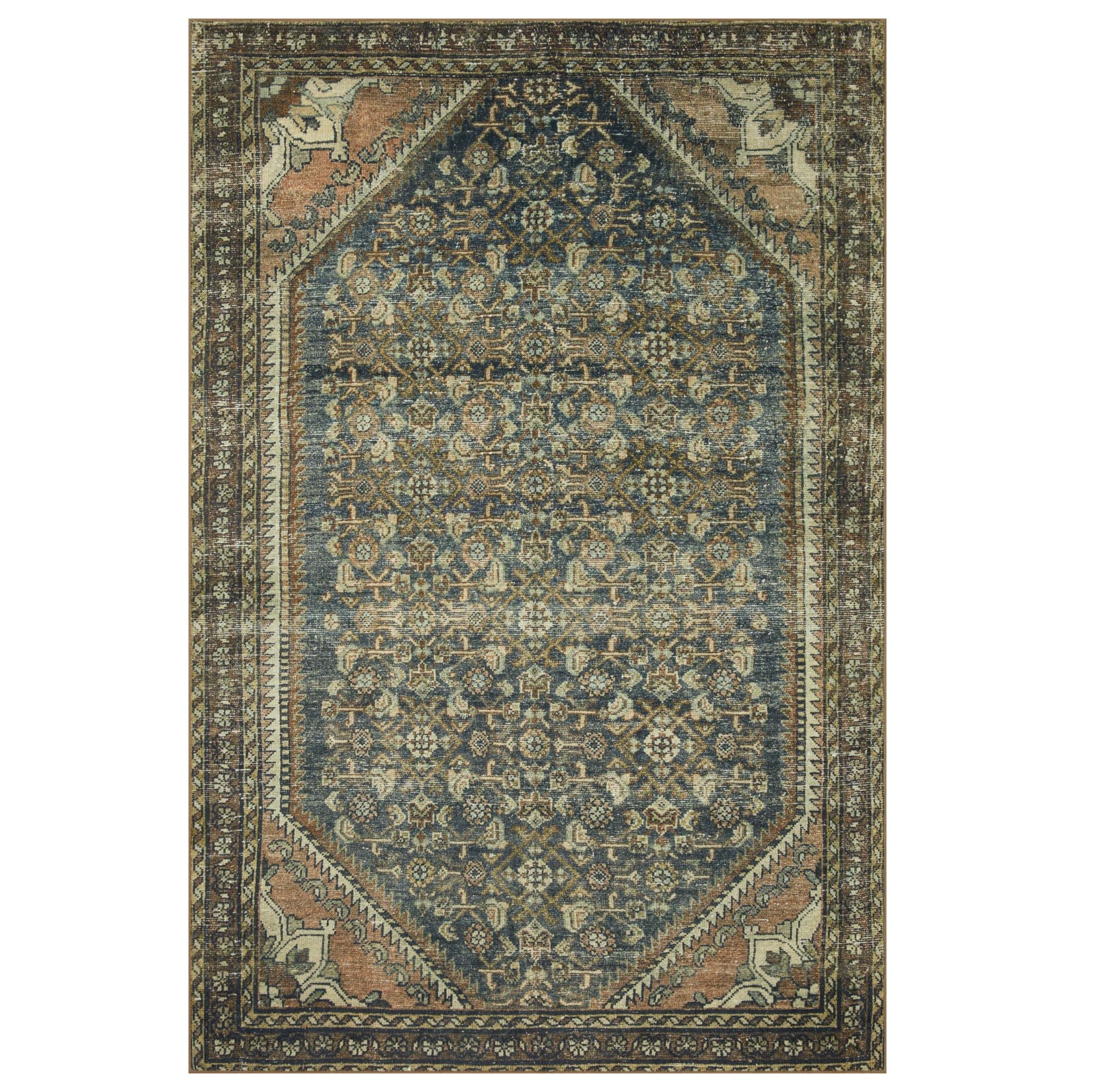 Remy Round Wool Hooked Rug - Denim