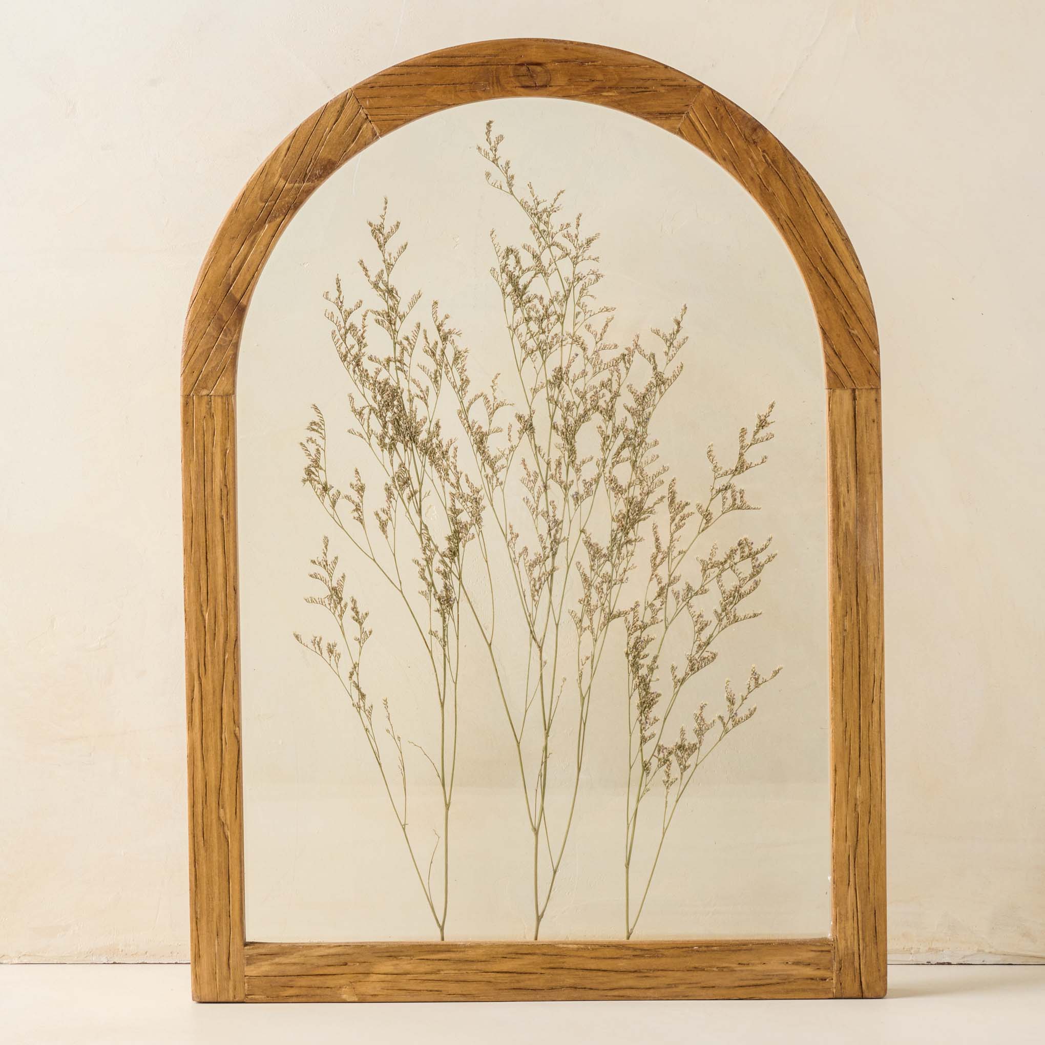 Natural Wood Framed Pressed Floral Plaque