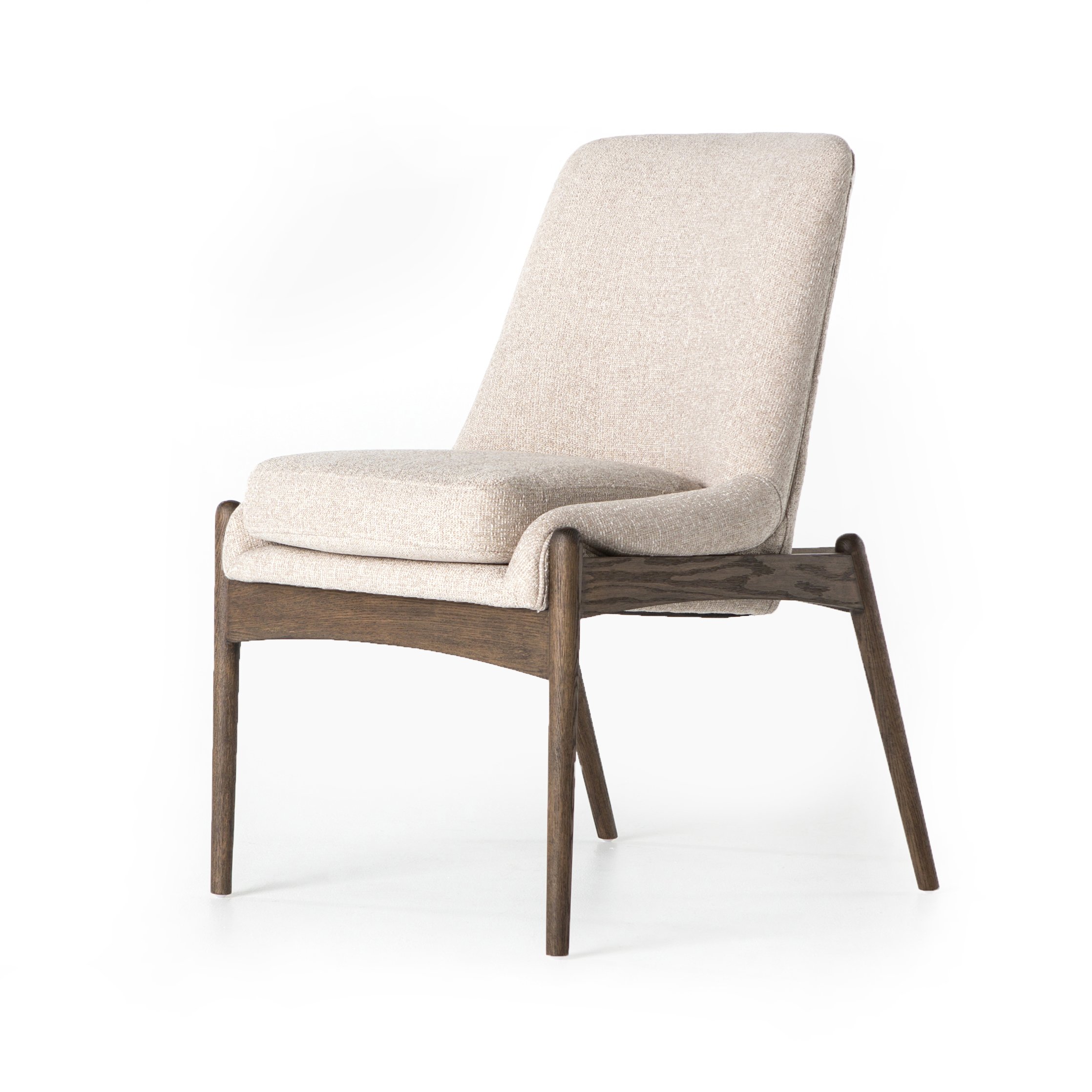 mid century modern cream fabric dining chair with wooden legs $699.00