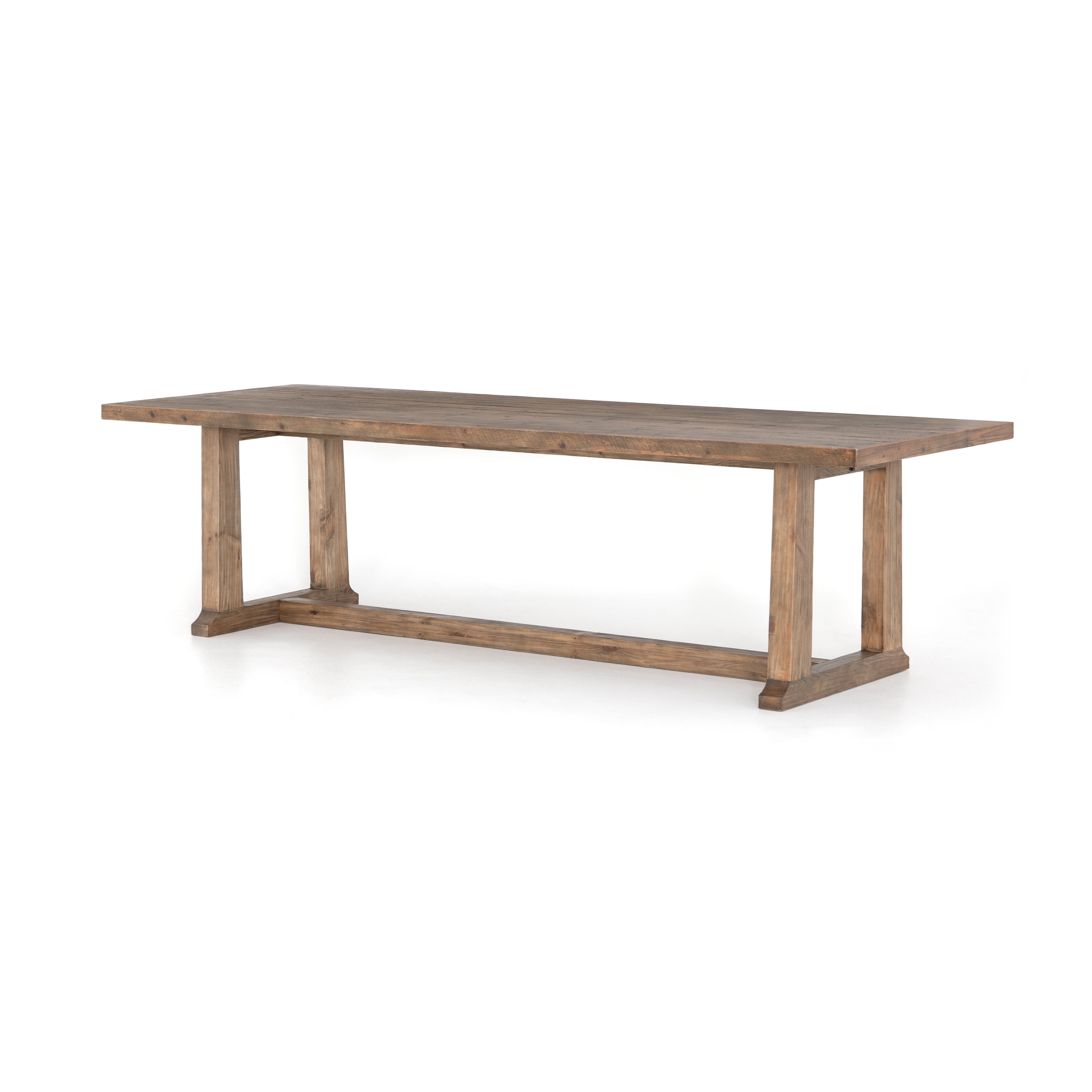 medium toned wooden dining table with trestle base On sale with items ranging from $1279.20 to $1519.20, discounted from $1599.00 to $1899.00