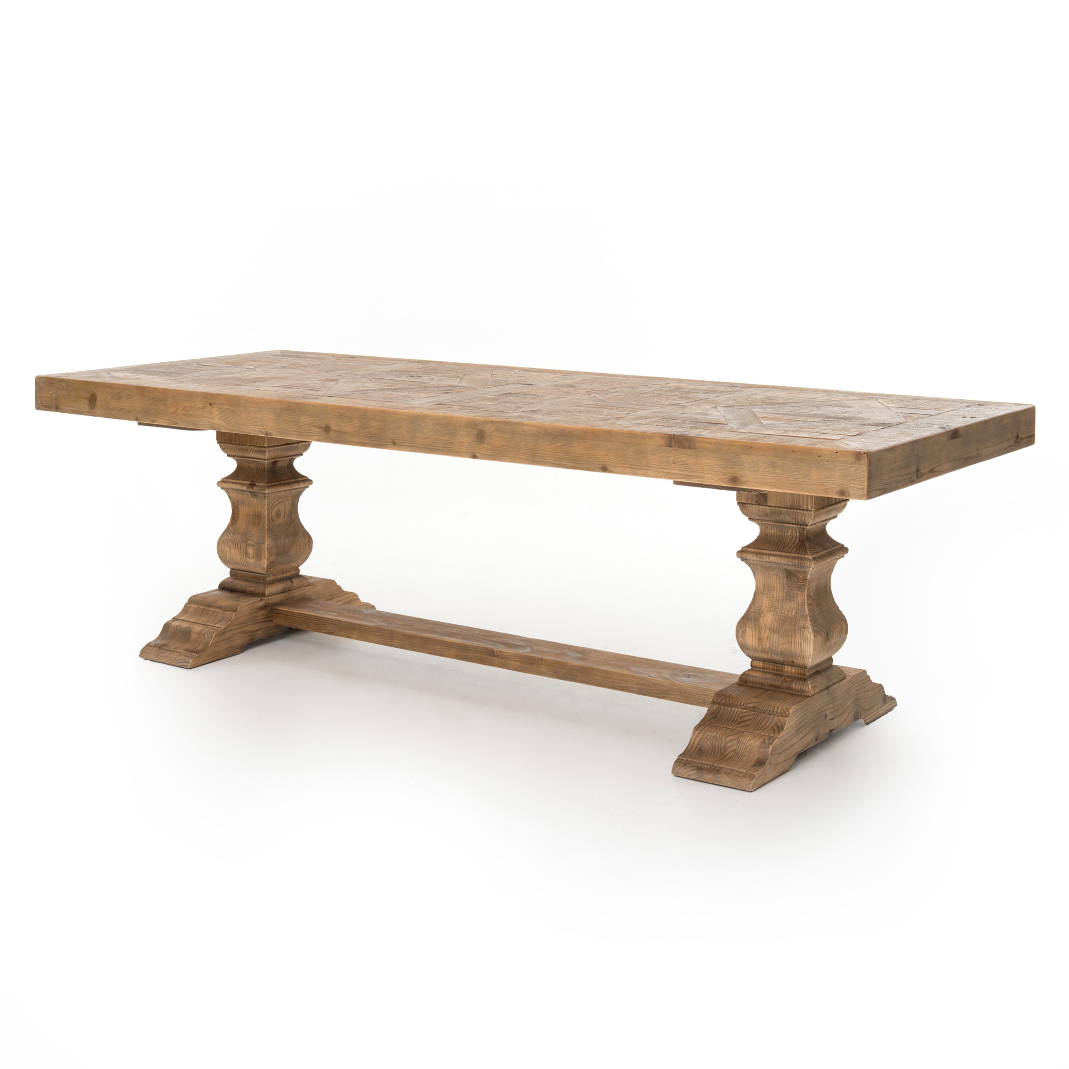 rustic wooden rectangular dining table with trestle base