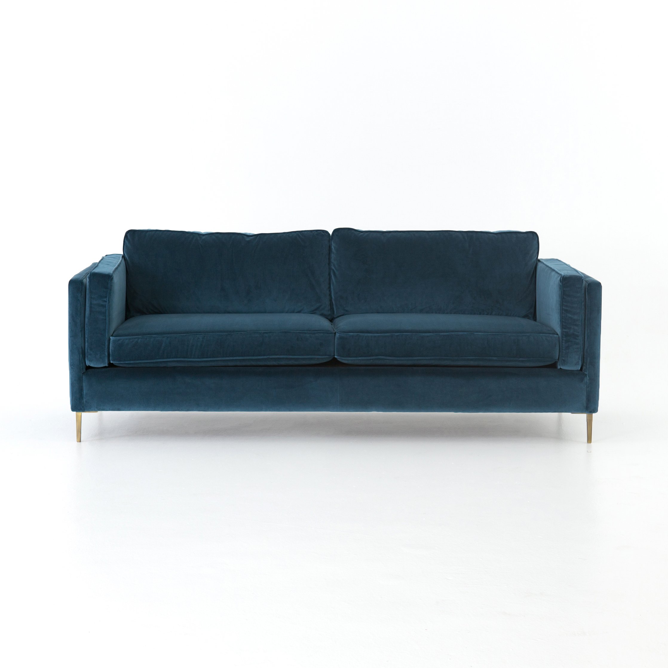 modern blue suede velvet sofa with metal legs Items range from $1899.00 to $2999.00