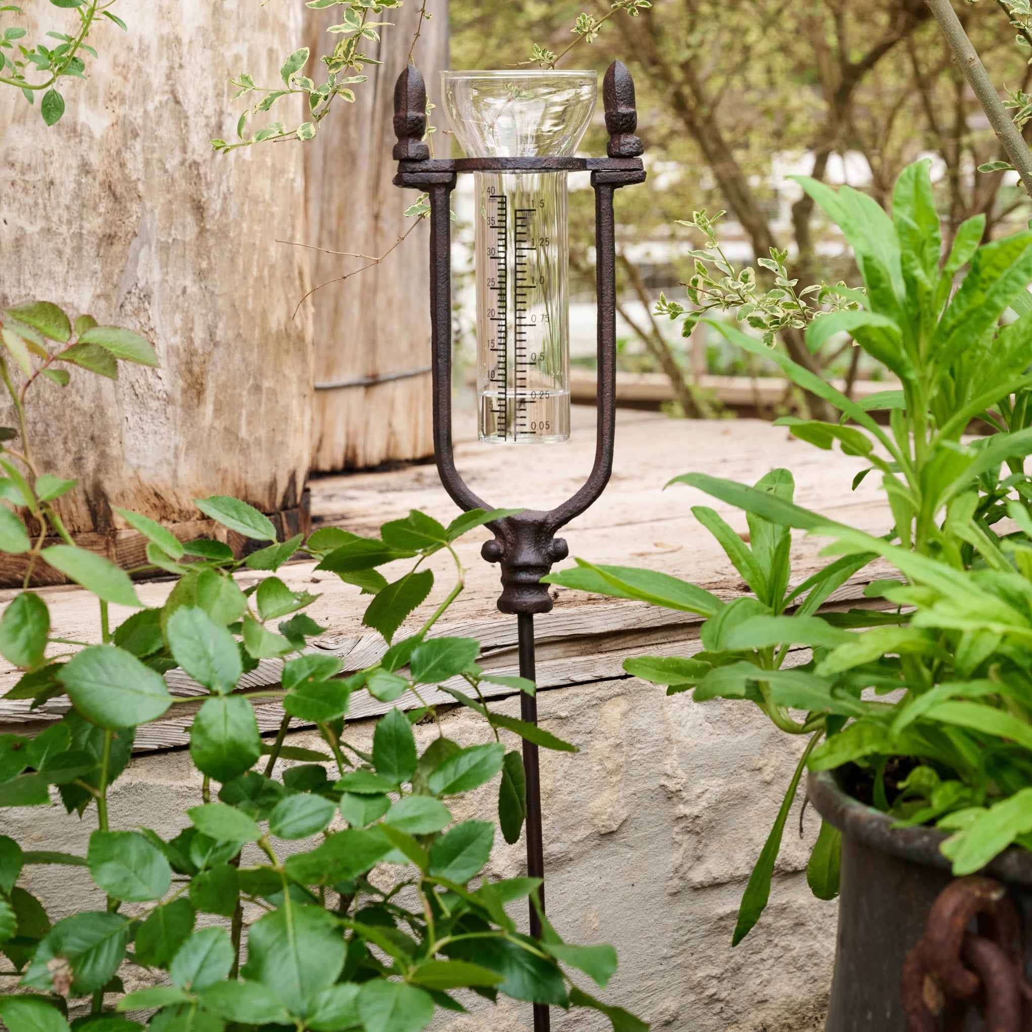 Garden Iron Rain Gauge in a garden $74.00