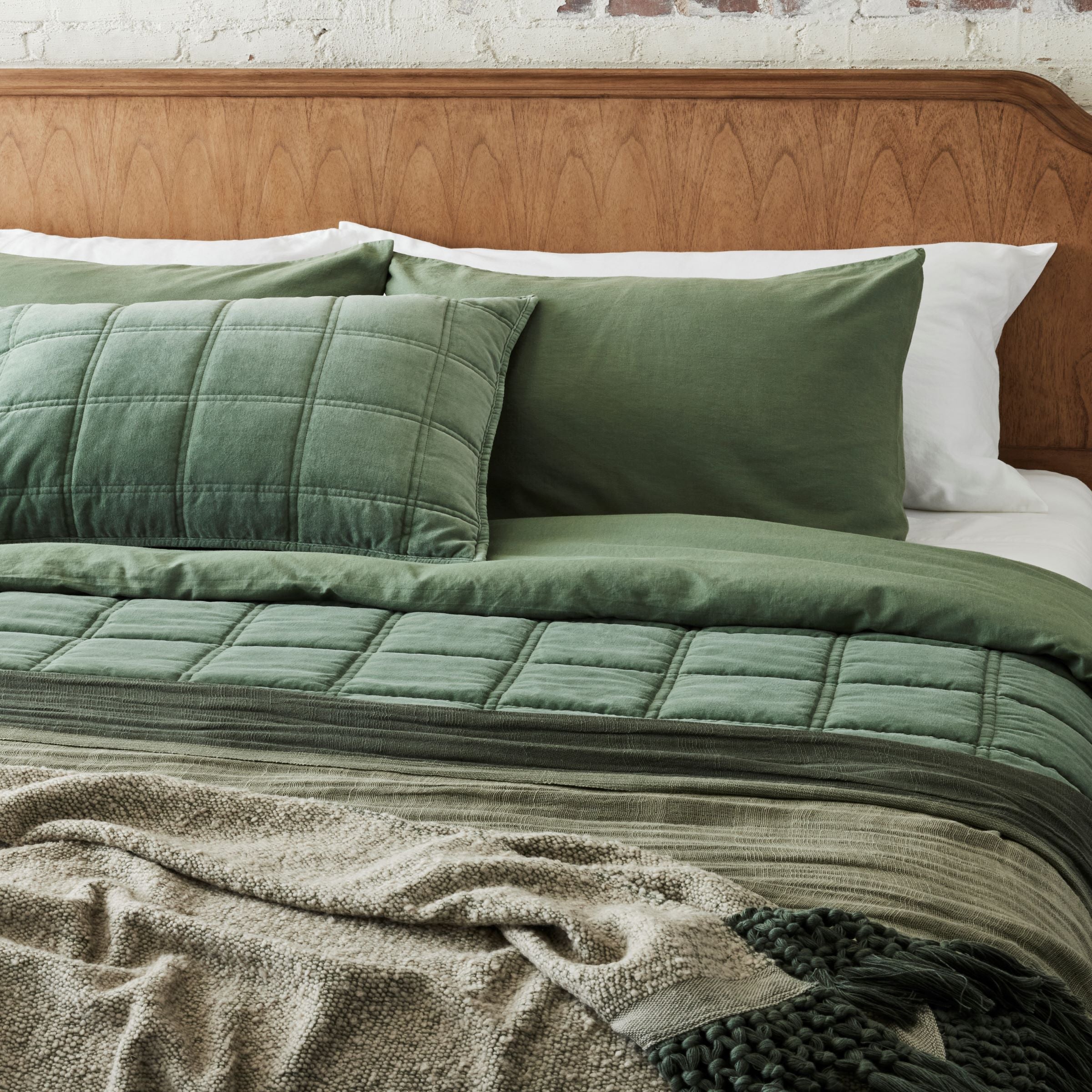 Dusty Green Linen Cotton Duvet Cover - Magnolia