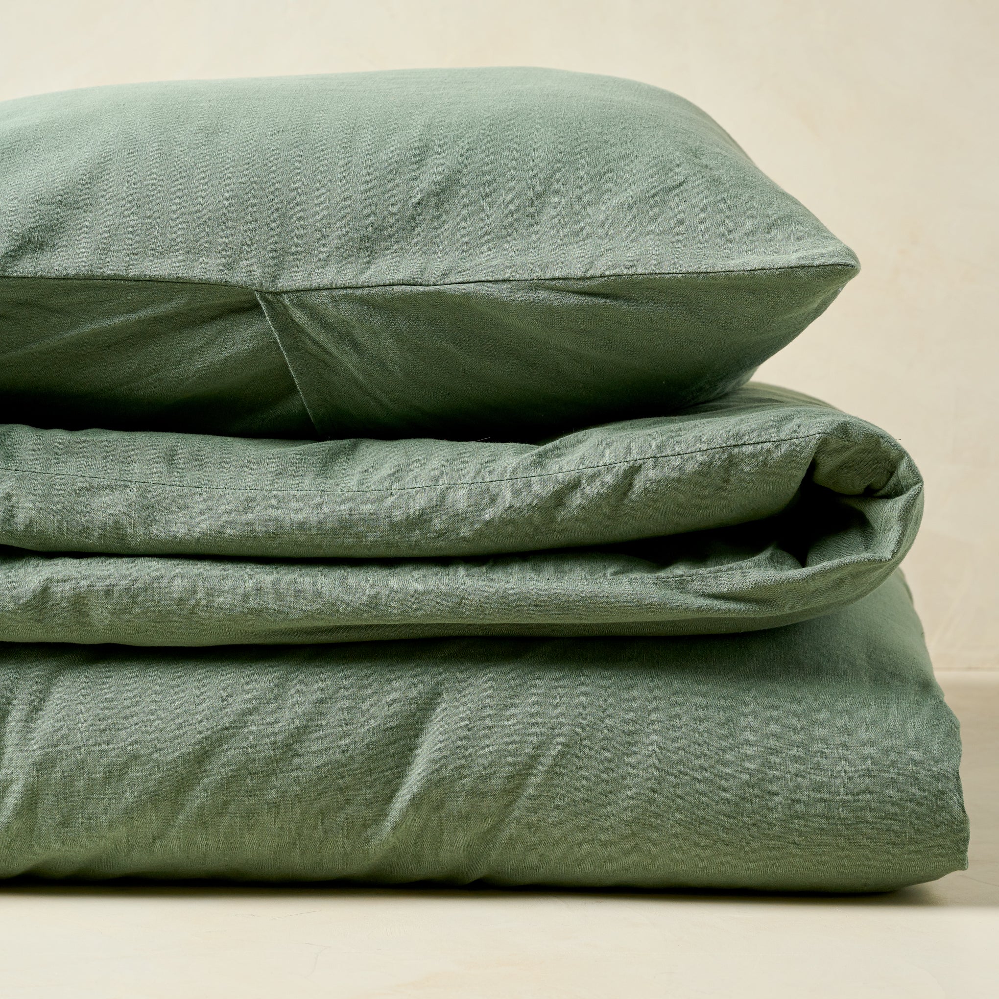 Dusty Green Linen Cotton Duvet Cover - King/CalKing