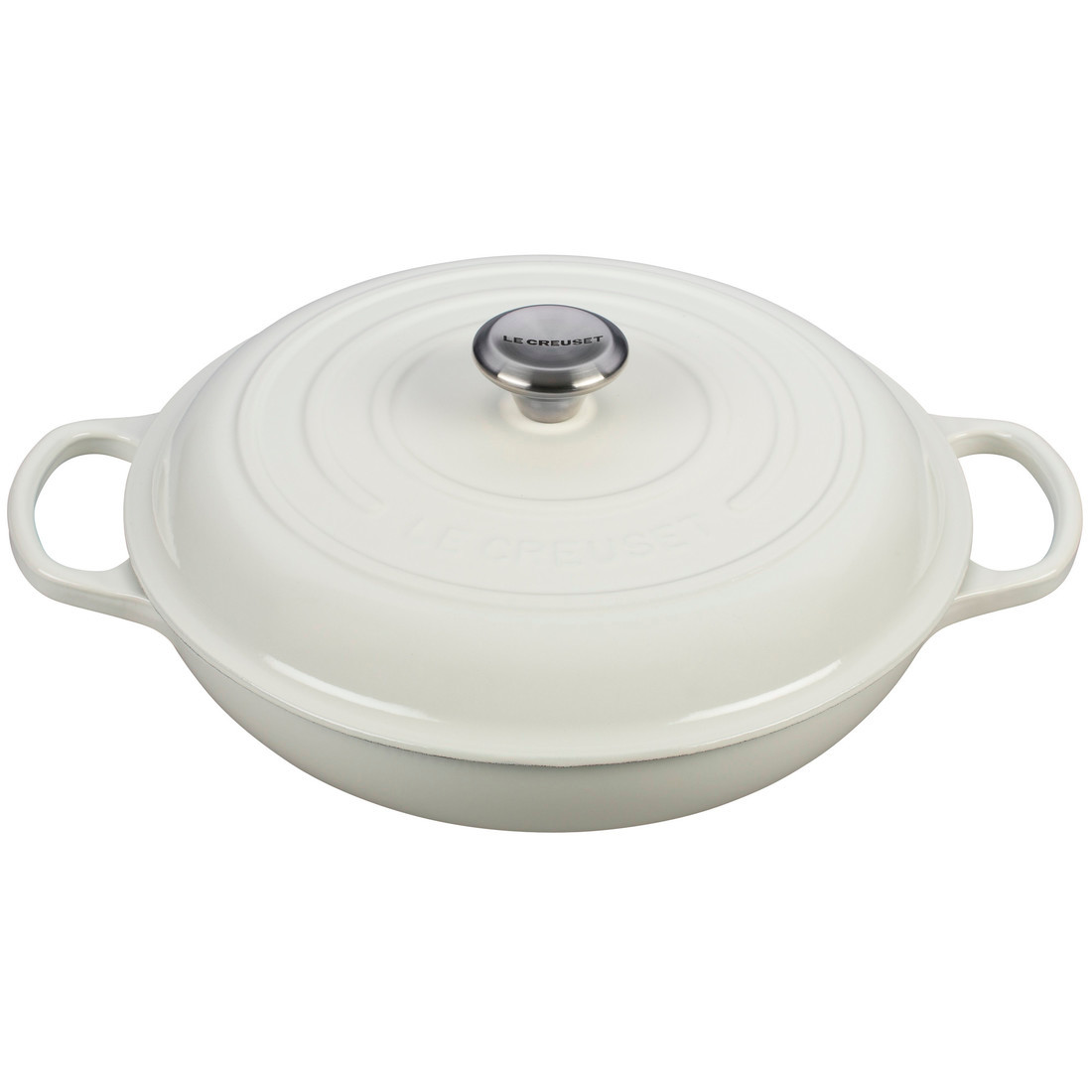 le creuset enameled cast iron braiser in white $368.00