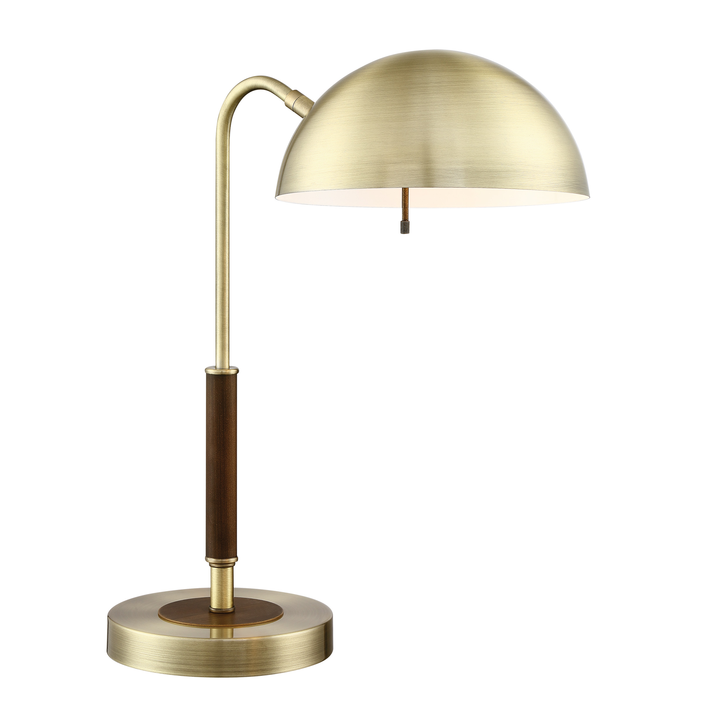 brass metal table lamp with walnut accents On sale for $100.00, discounted from $125.00