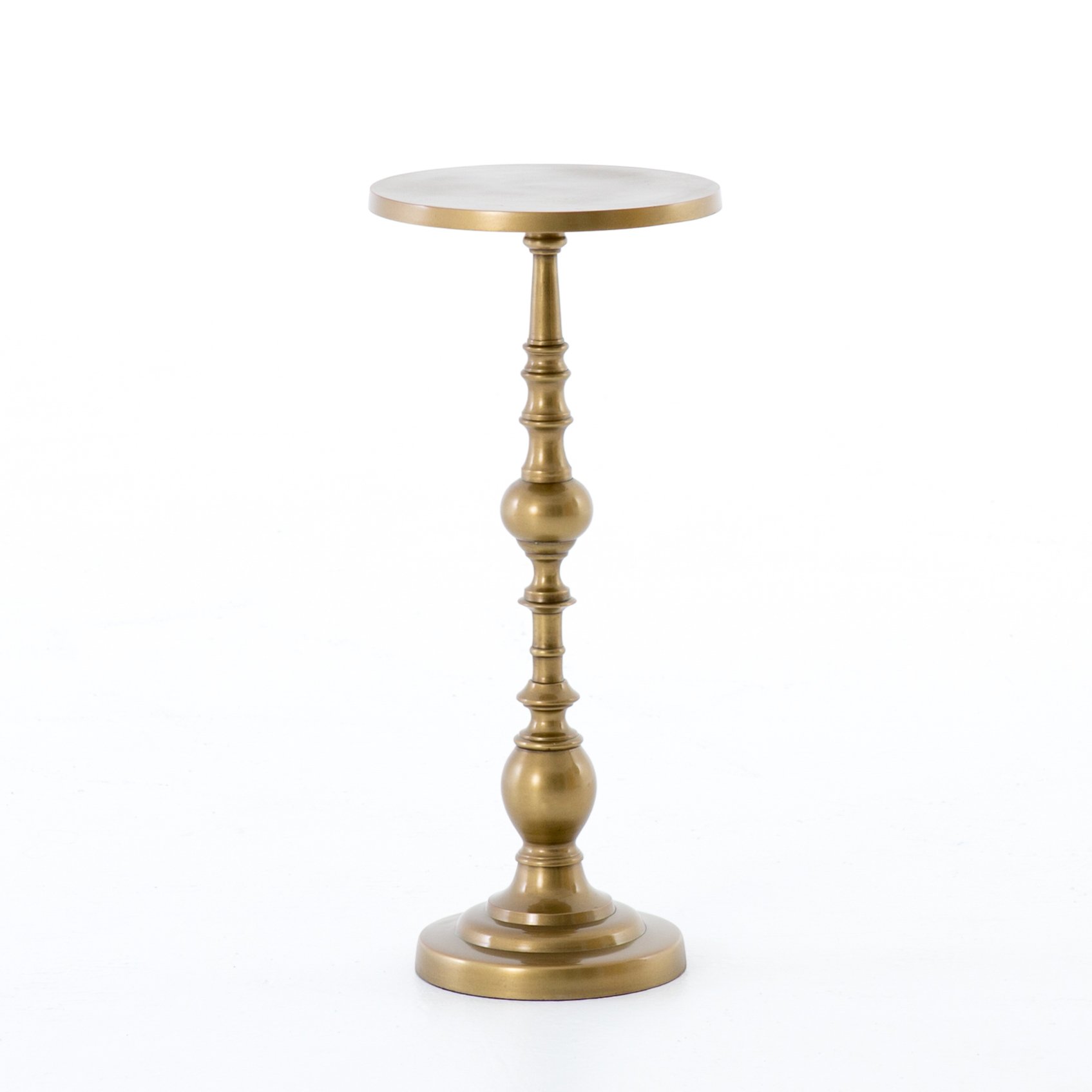 brass pedestal accent table