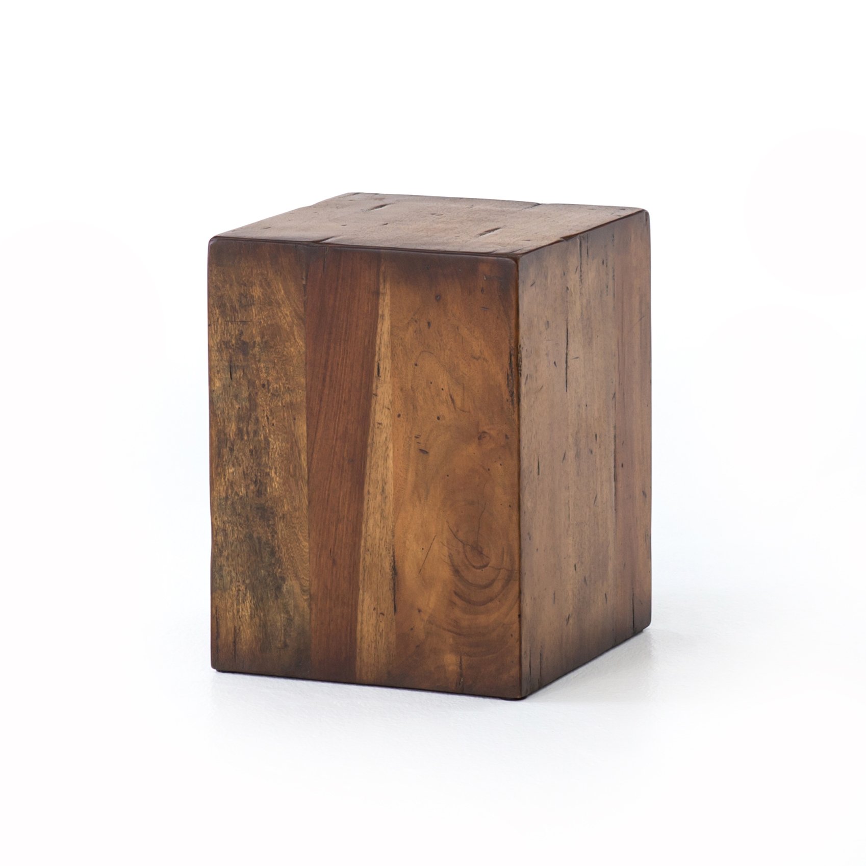 reclaimed fruitwood block end table $349.00