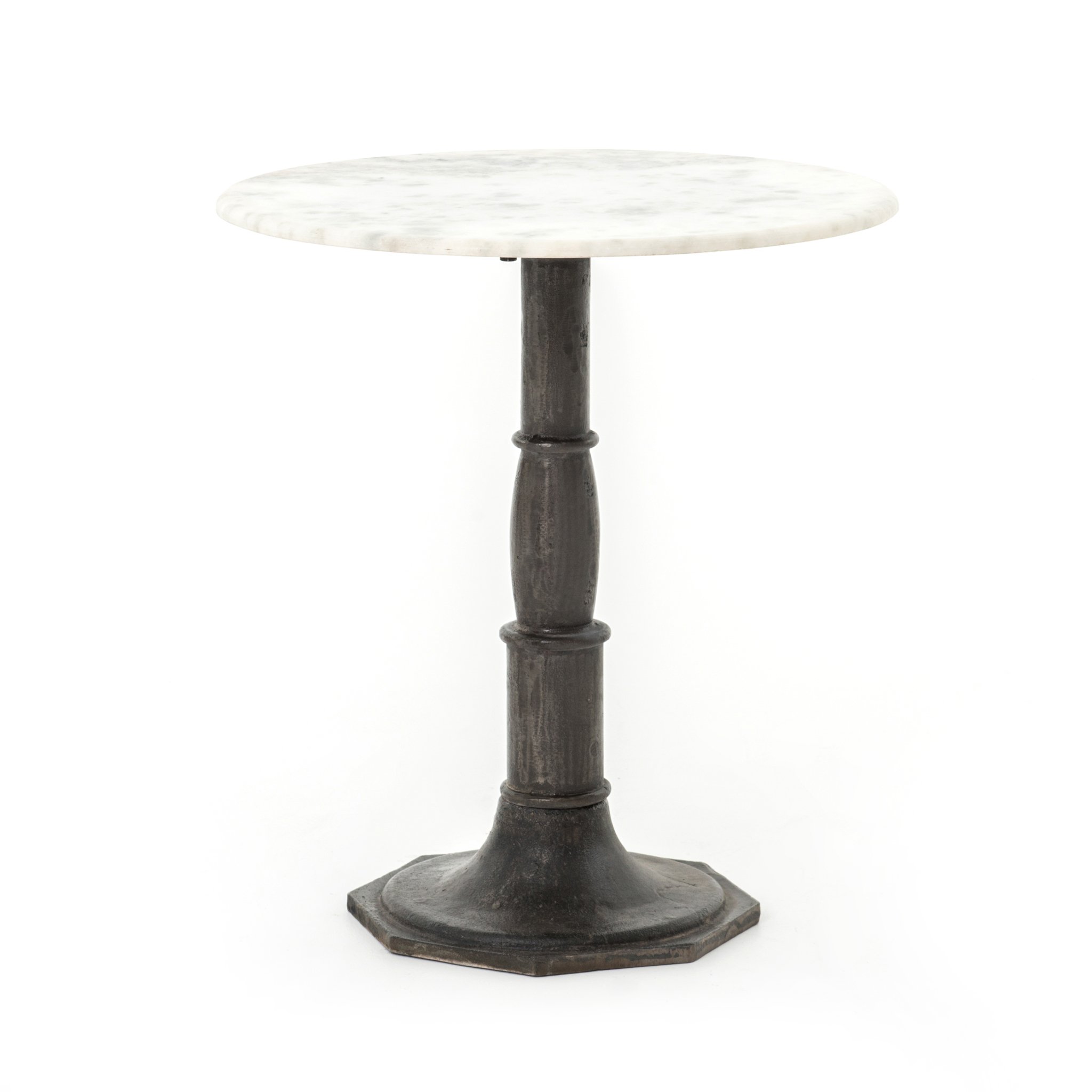 traditional metal pedestal metal end table with round marble top $749.00