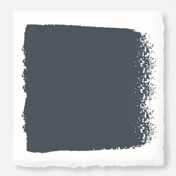 A dark smoky gray with blue undertones door and cabinet paint named coffee nook