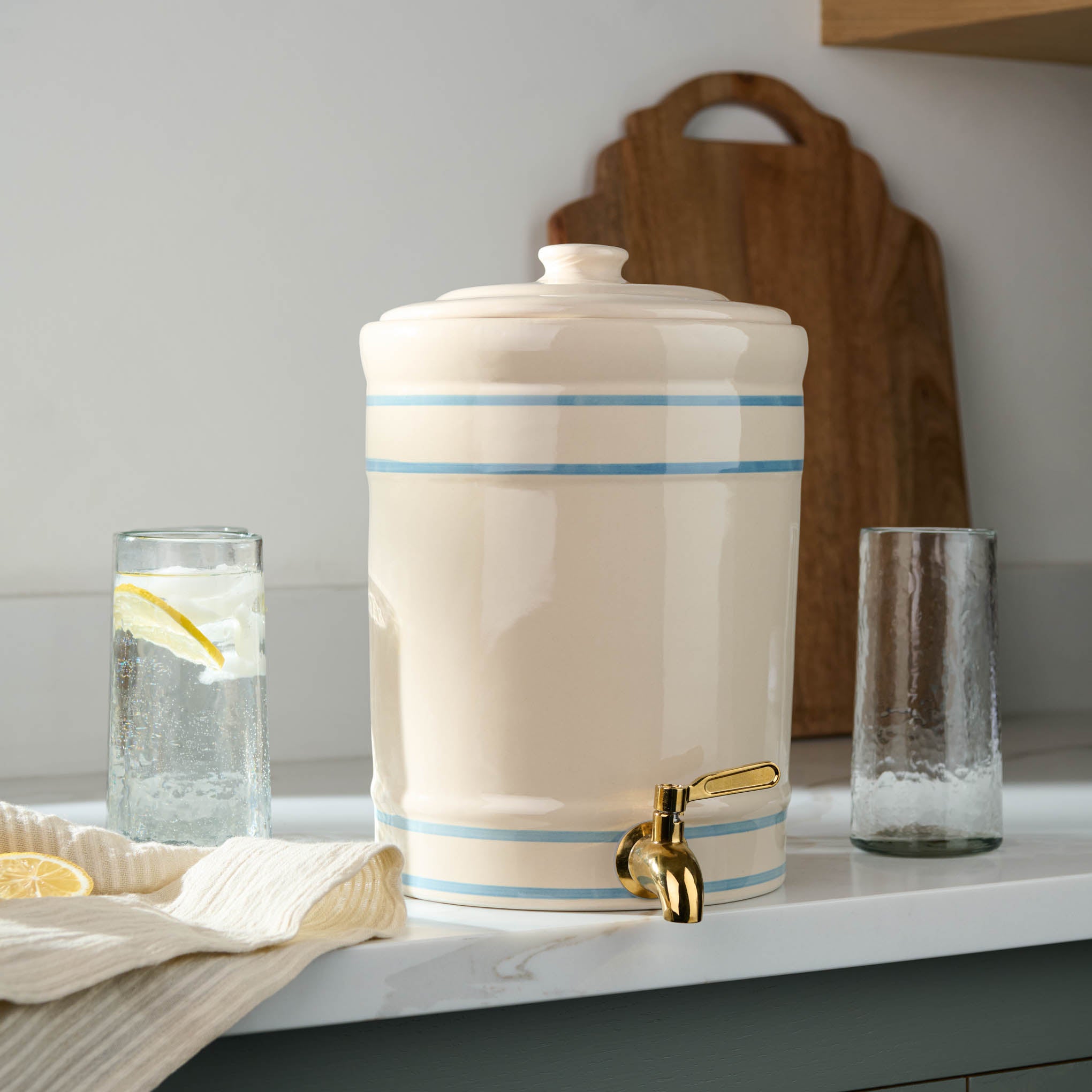 Vintage Blue Stripe Drink Dispenser - Magnolia