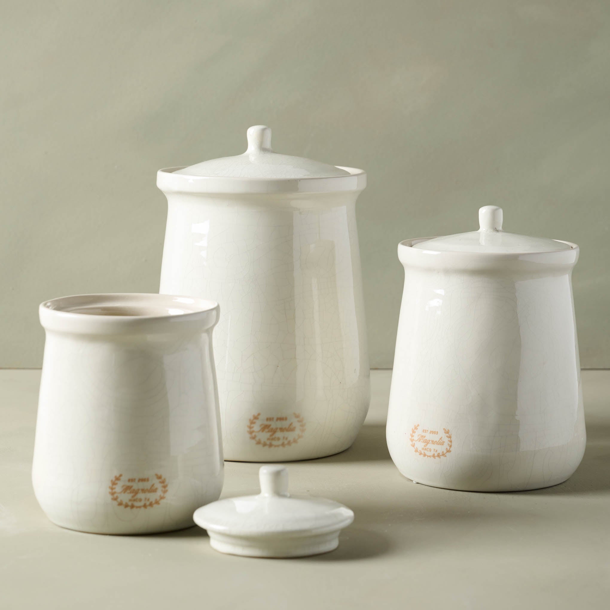 White Ceramic Modern Canister - Magnolia