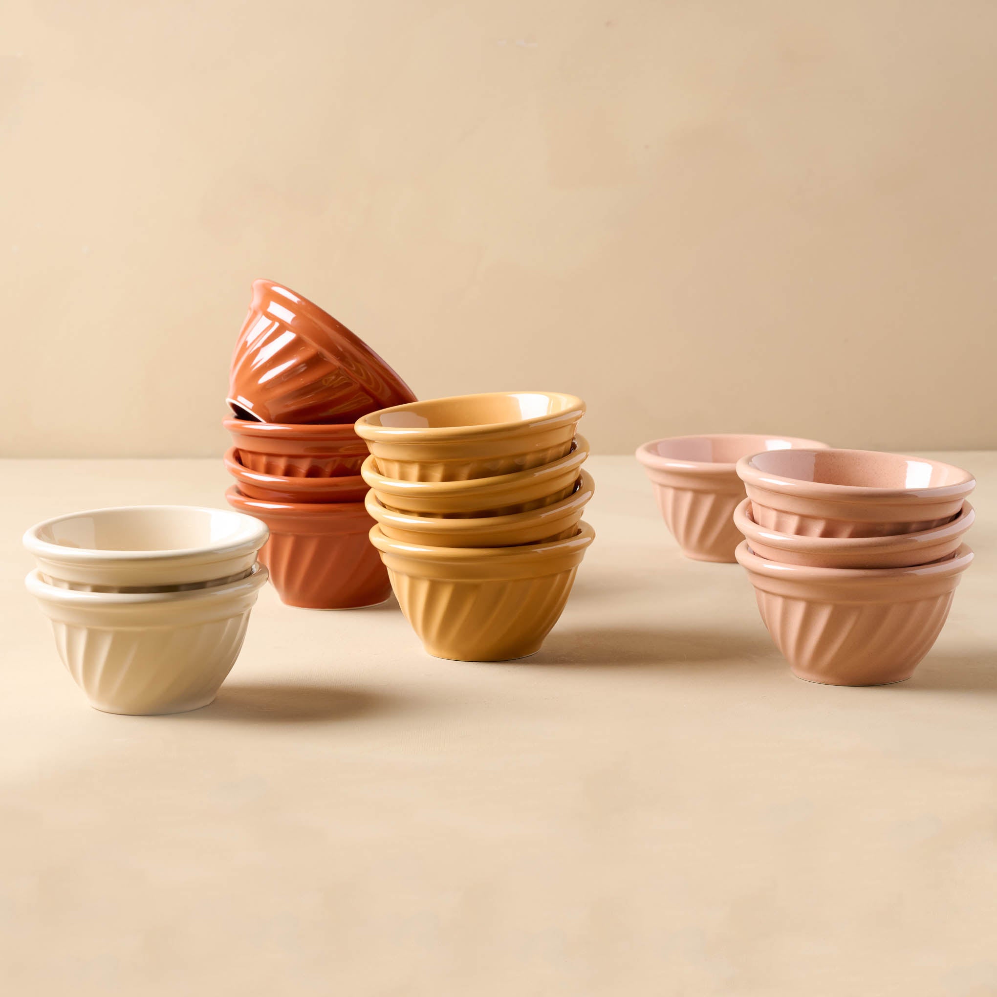 Heritage Bowl Set of Four - cinnamon stick, parchment, oak bluff and speckled pink On sale for $21.60, discounted from $54.00