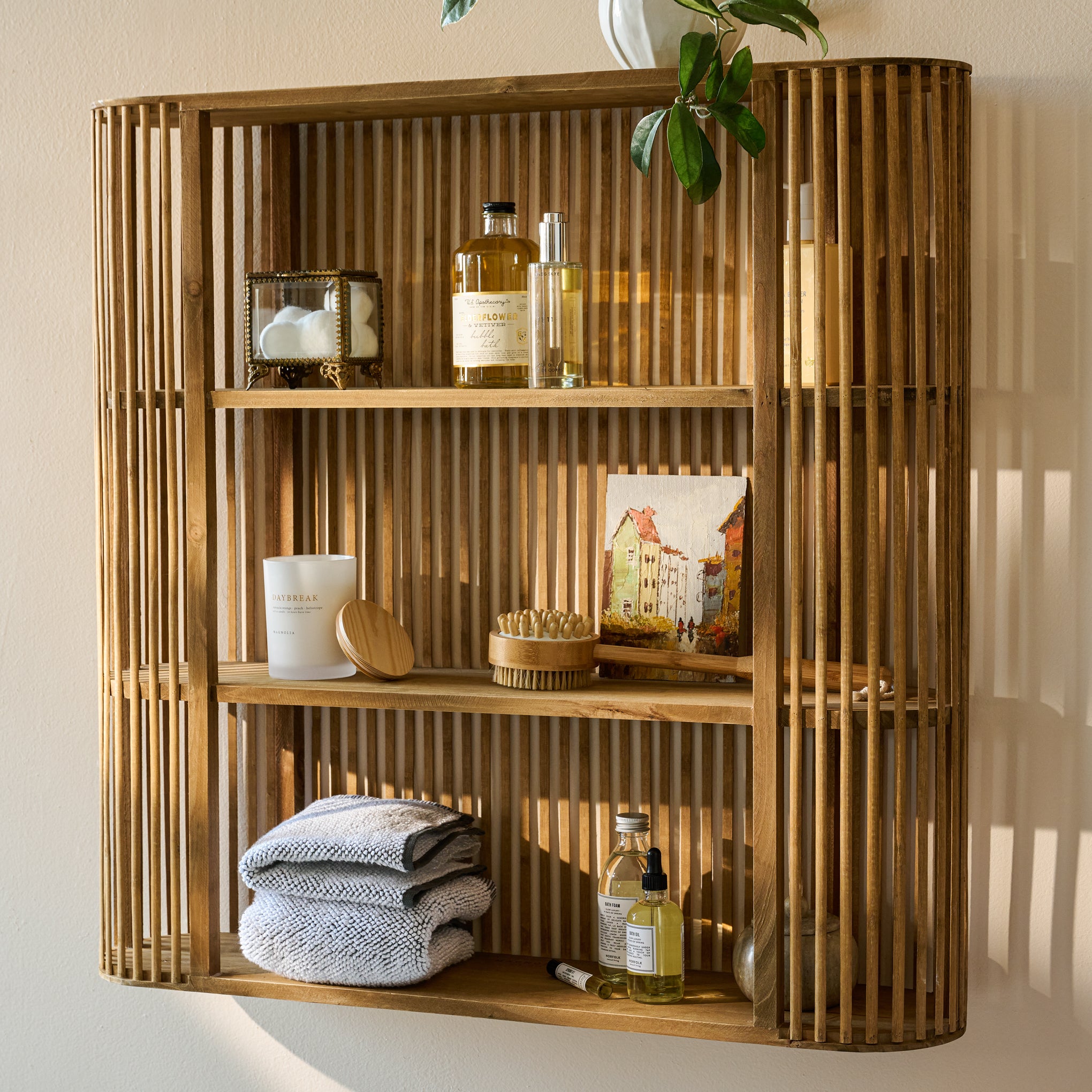 Hannon Wood and Brass Display Shelf - Magnolia