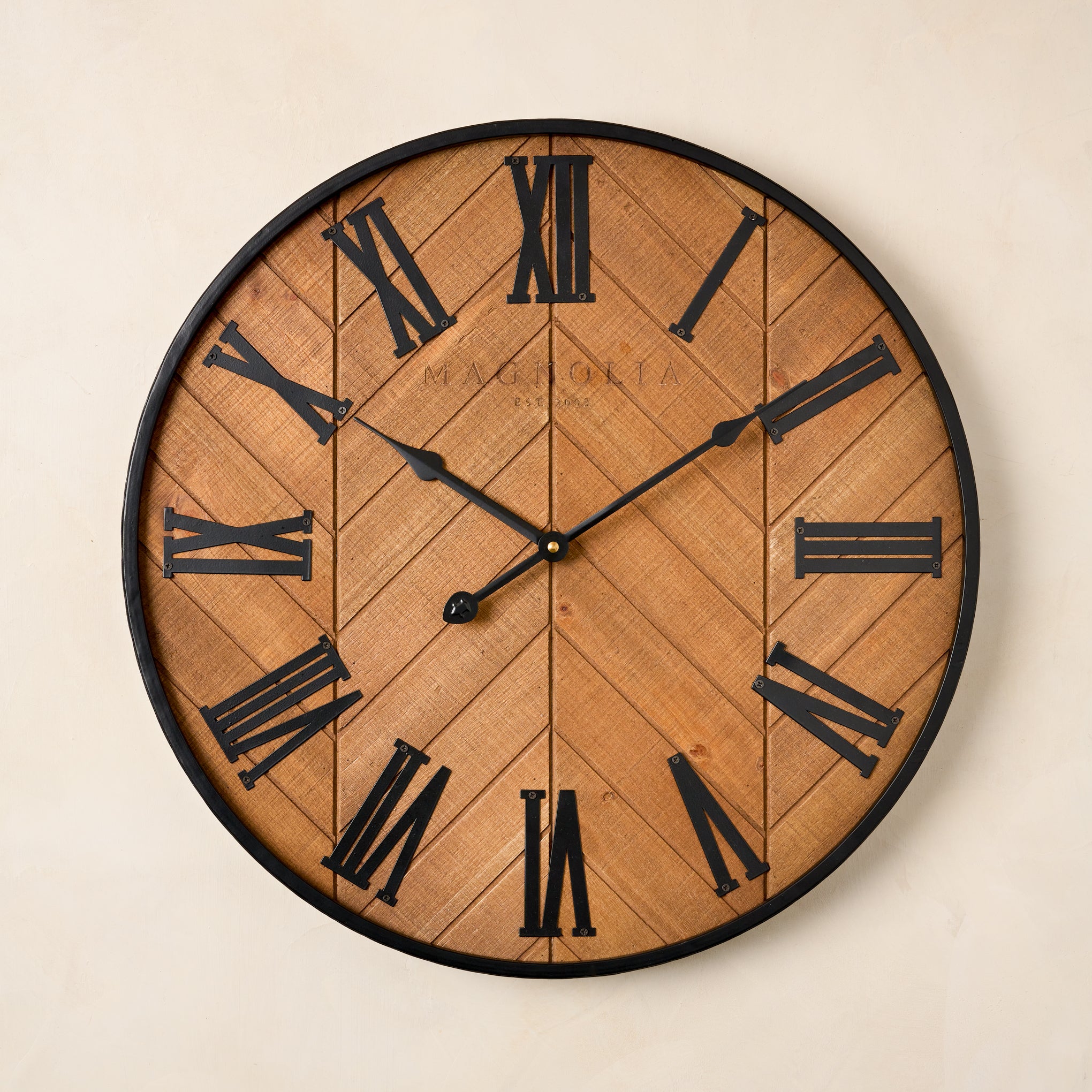 Delia Wooden Roman Numeral Wall Clock - Magnolia