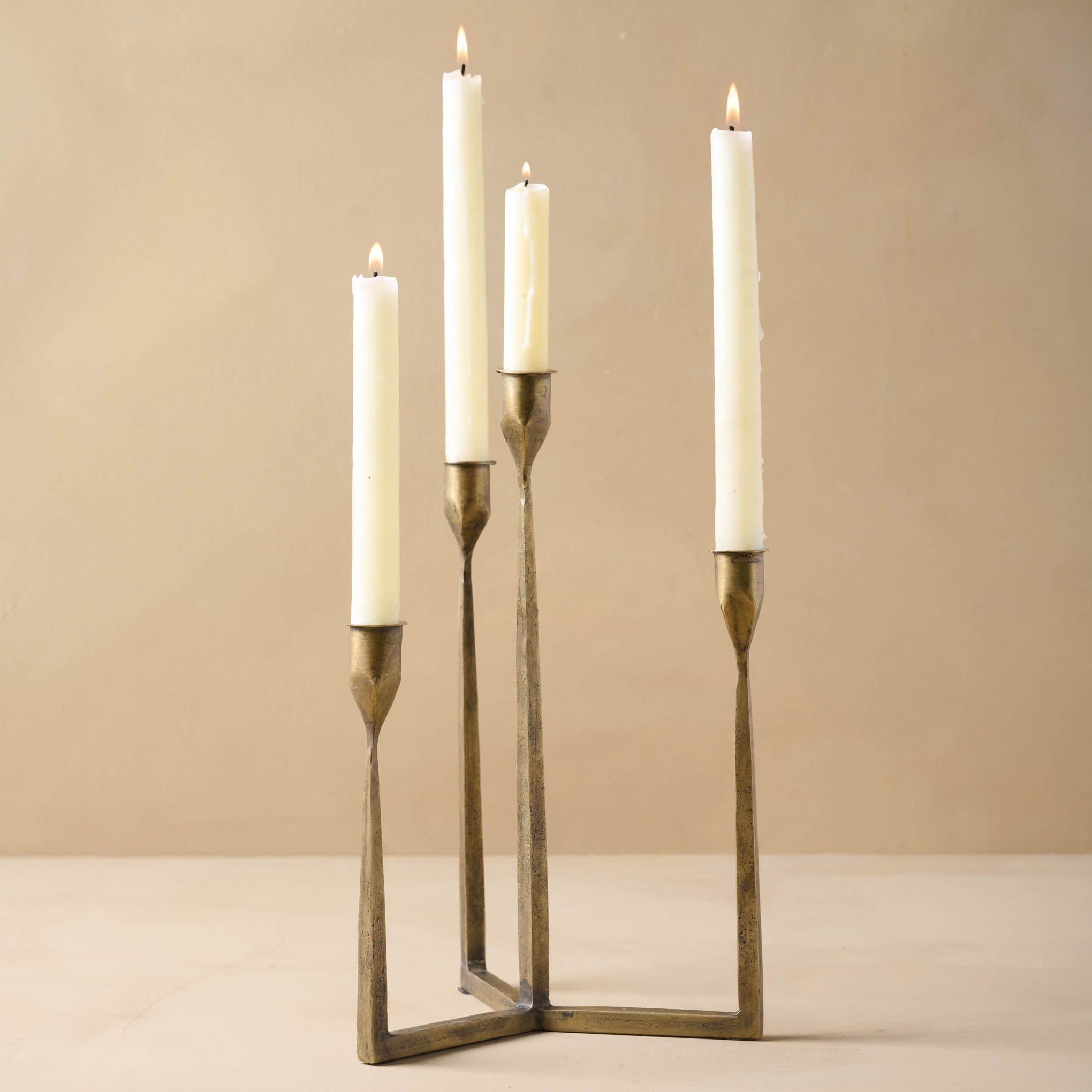 Maglia Antiqued Brass Taper Candle Holder