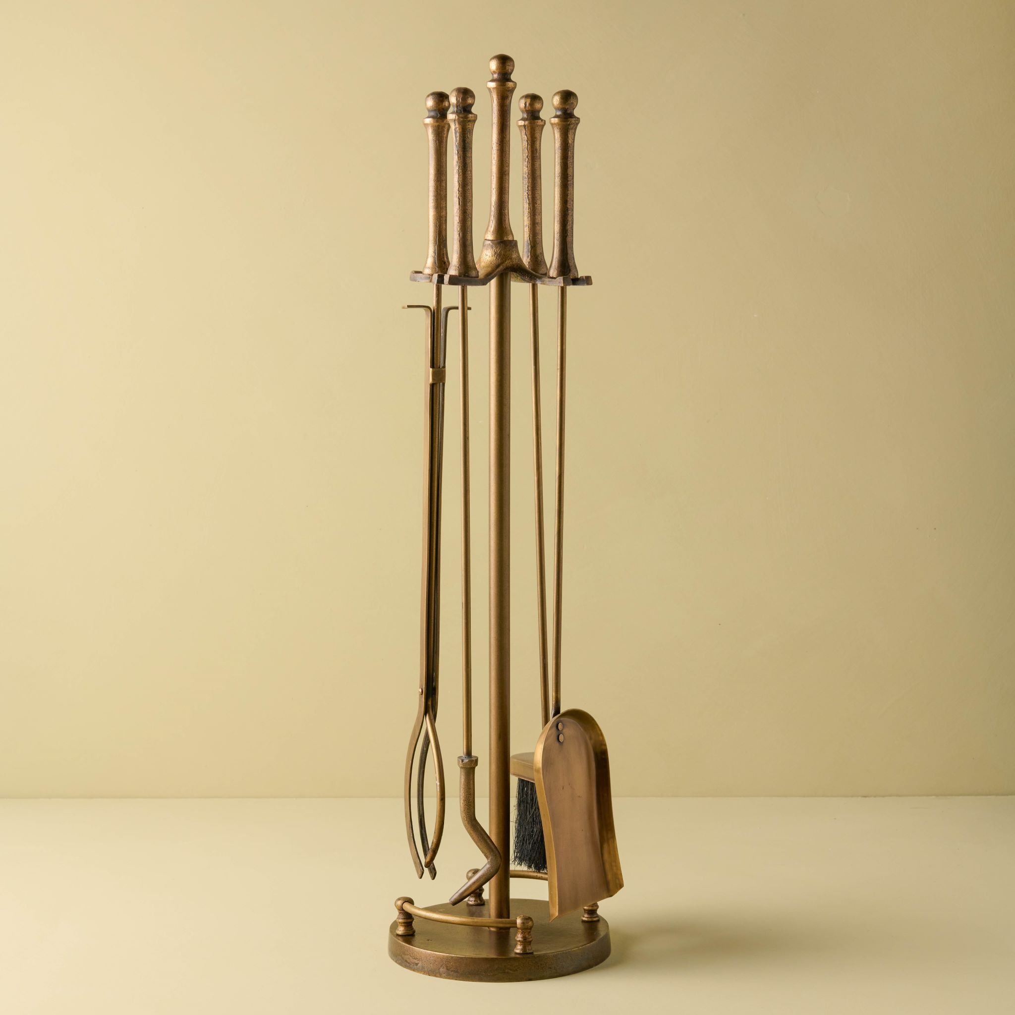 Antique Brass Fireplace Tool Set - Magnolia