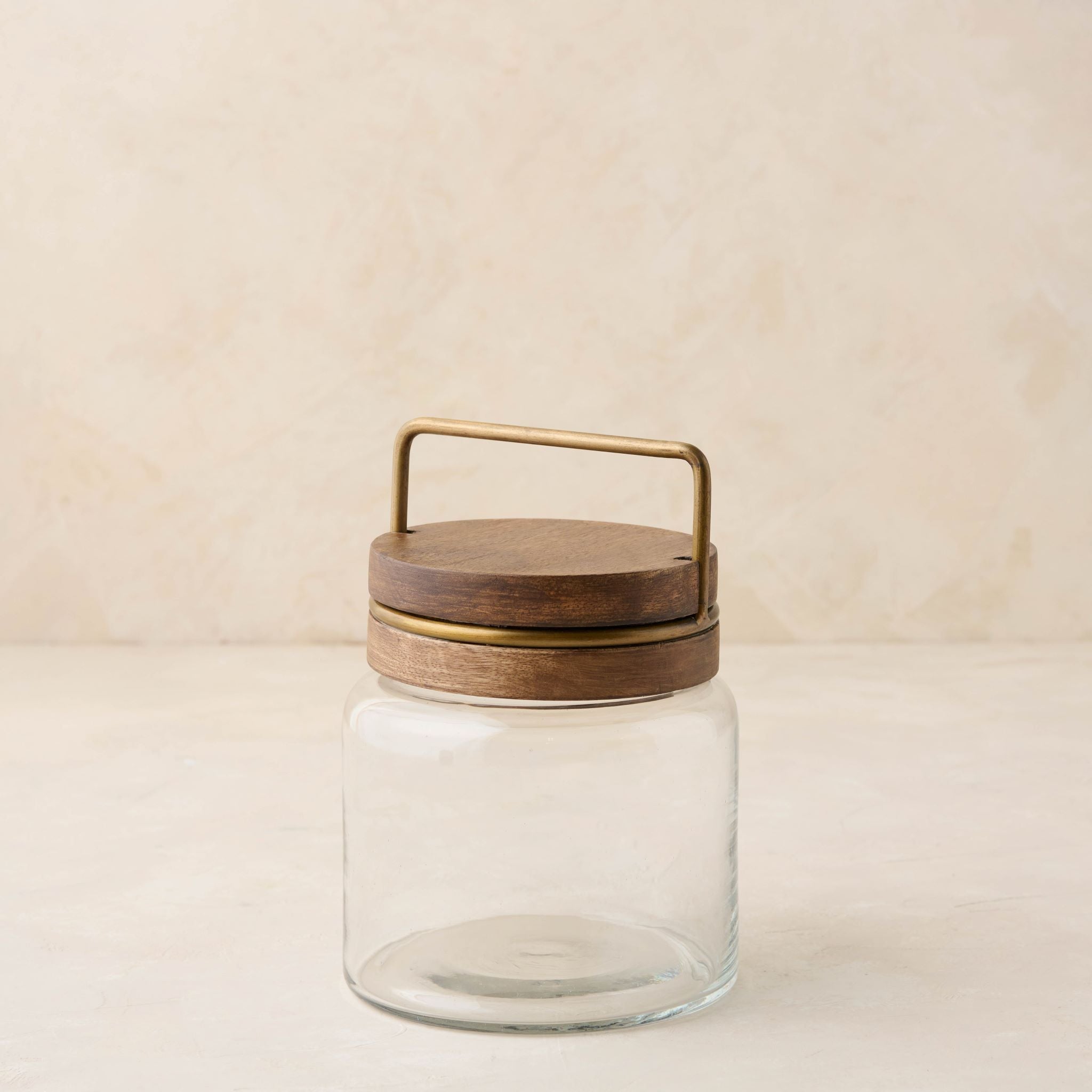 Hammered Glass Jar with Bamboo Lid