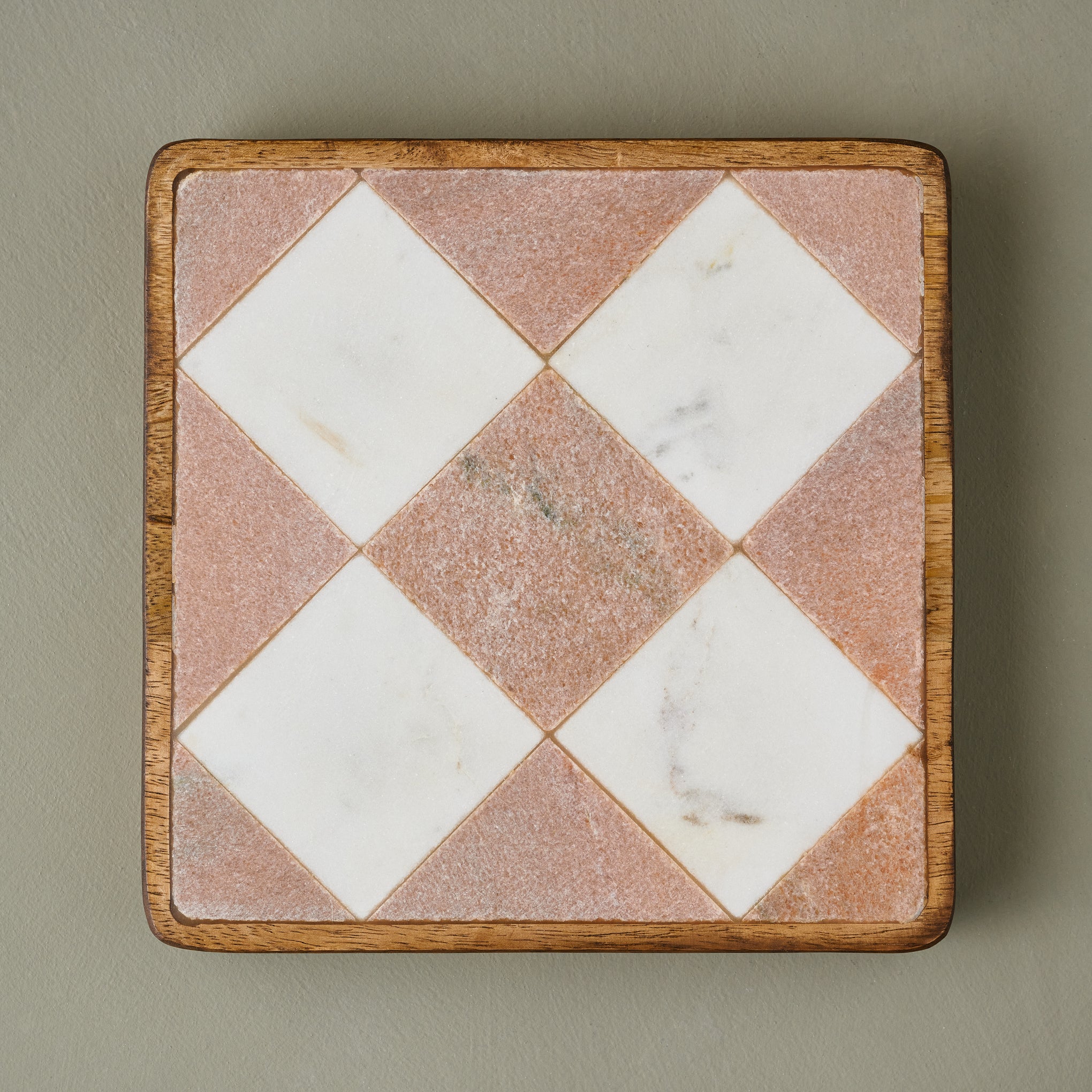 Carmella Checkered Marble Coasters Set of Four