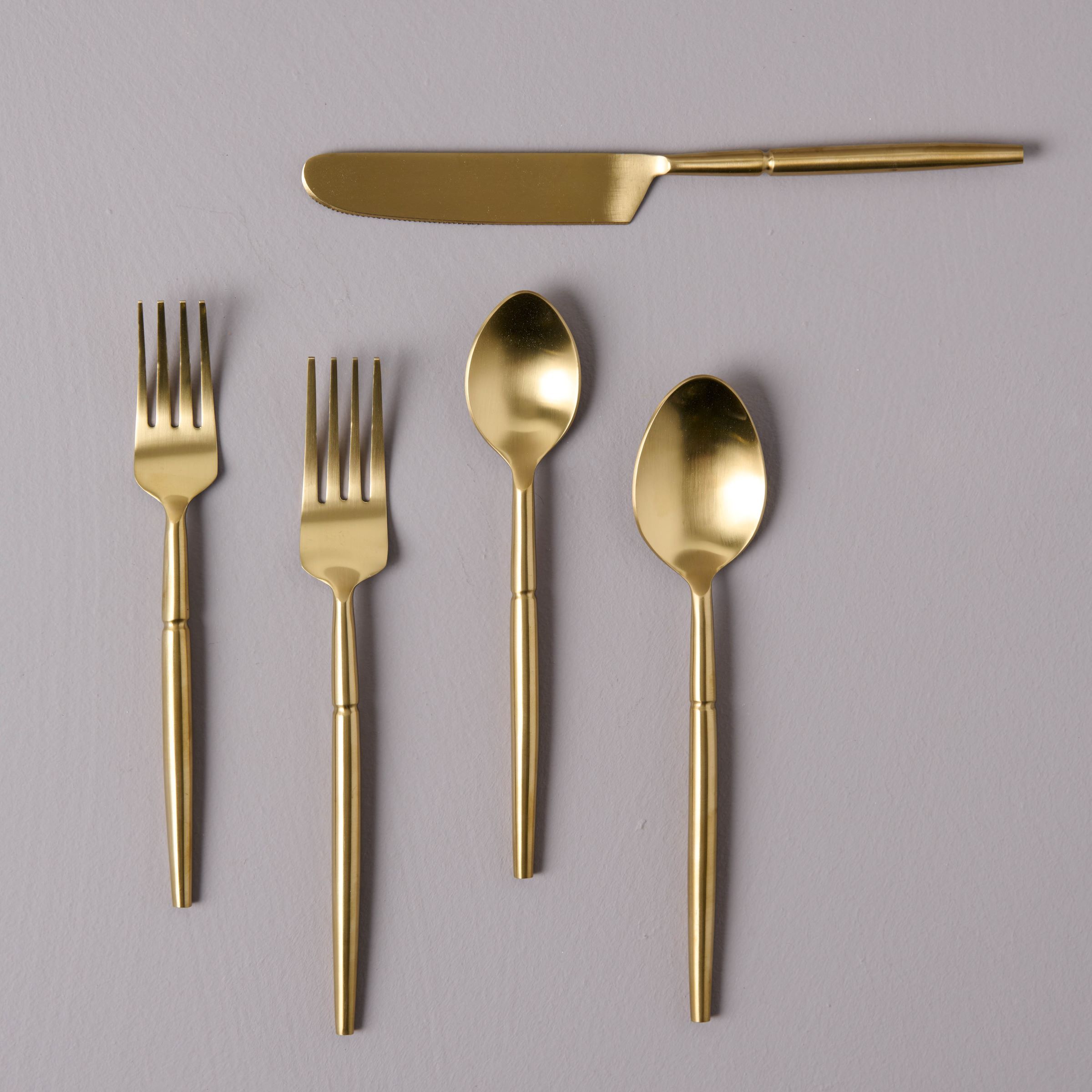 20-Piece Rush Brushed Gold Flatware Set + Reviews