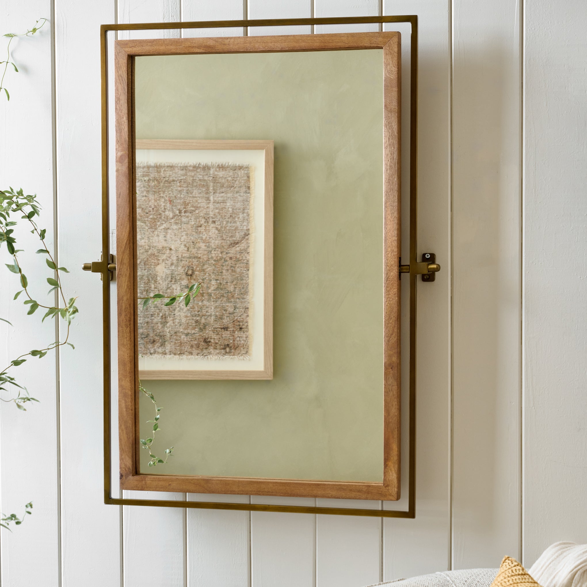 Flora Rectangle Mirror on wall 