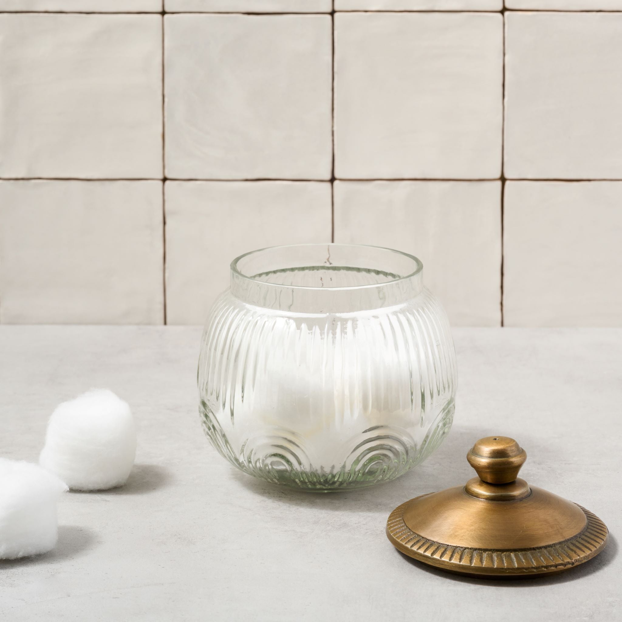 Etched Glass and Brass Canister