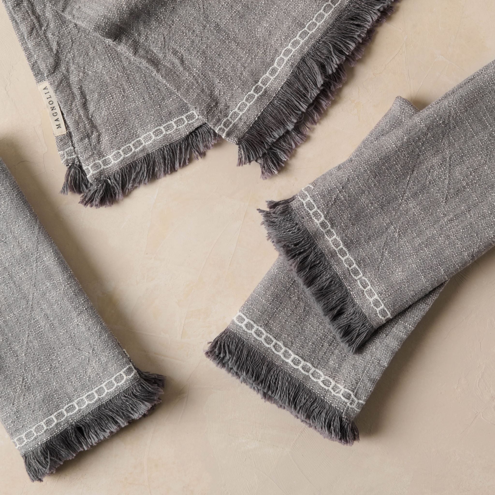 Grey Fringe Edge Napkin Set of Four $32.00