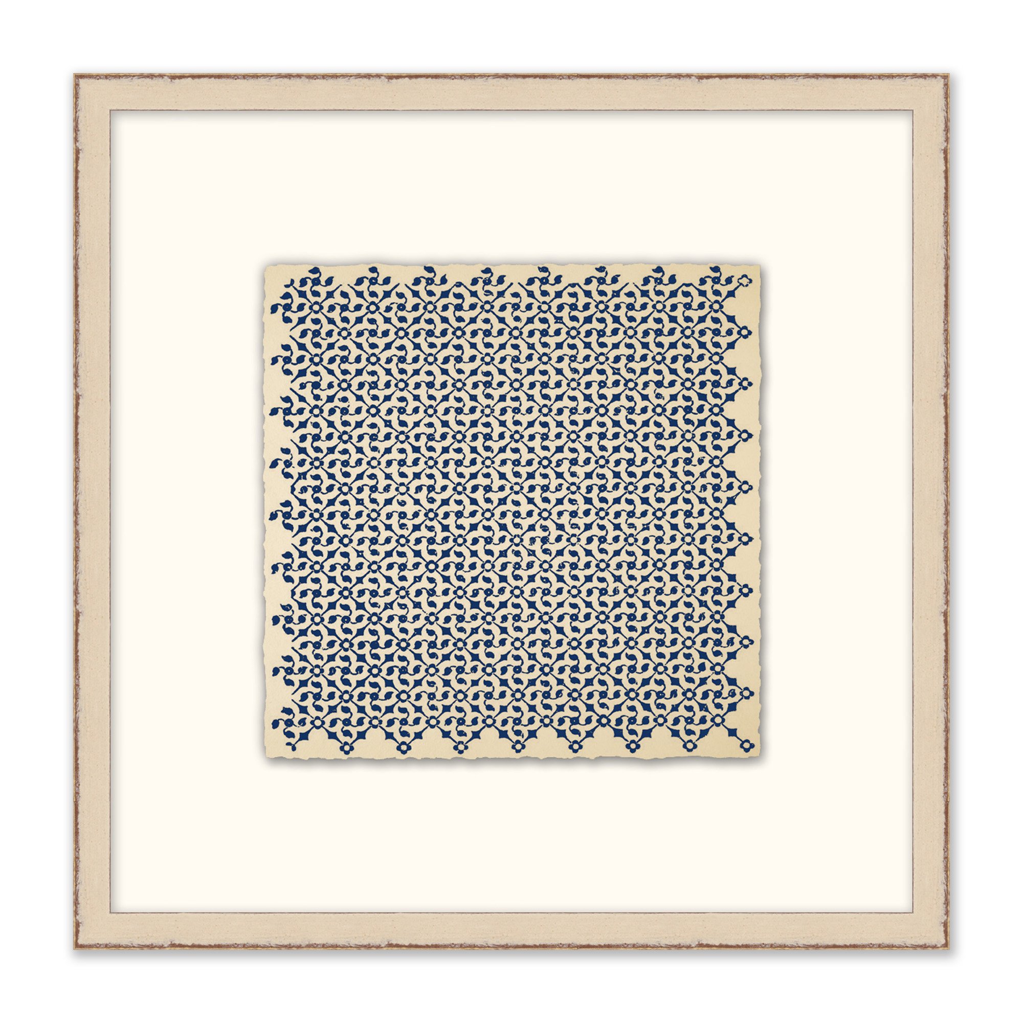 framed print of blue pattern with white mat