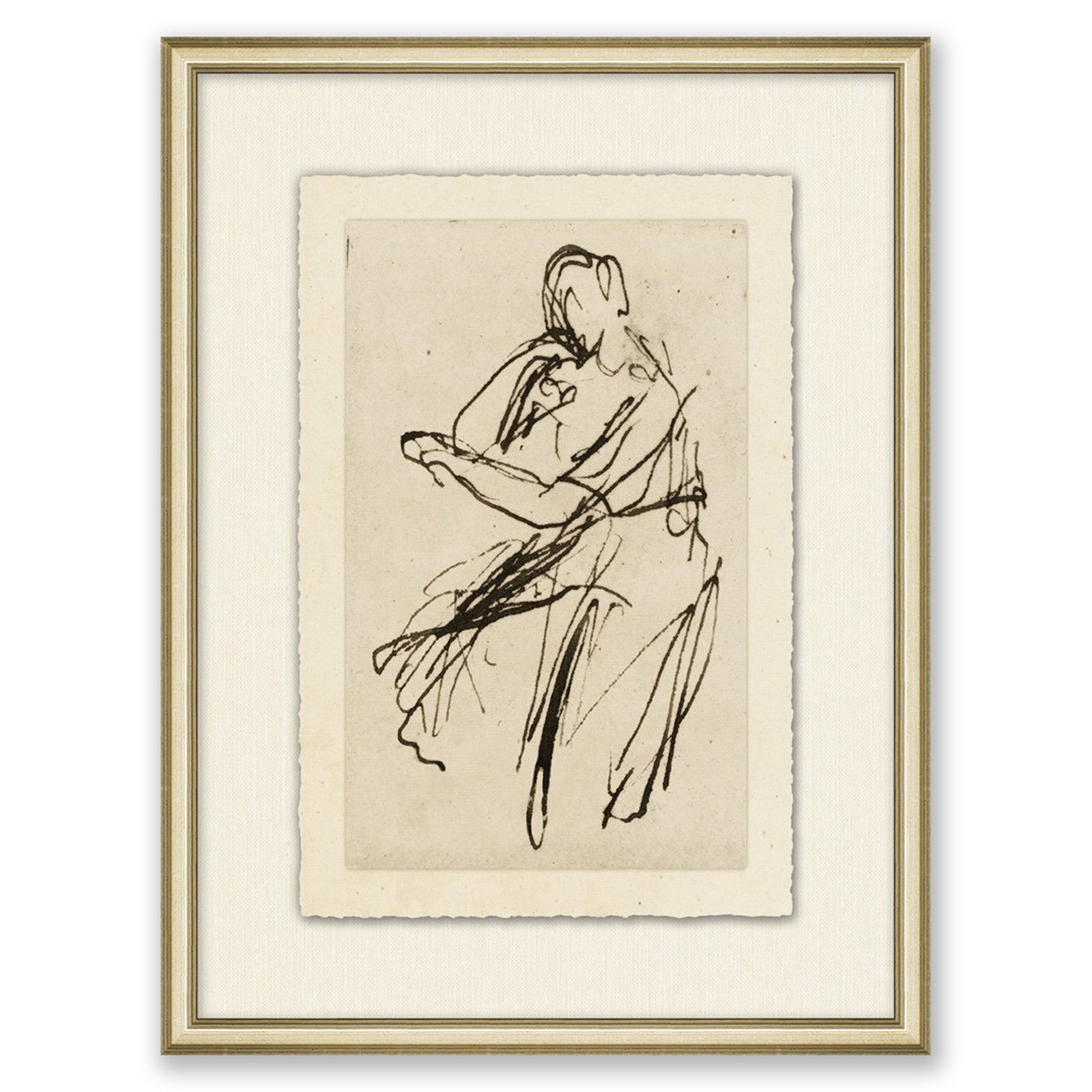 framed figurative sketch of a person