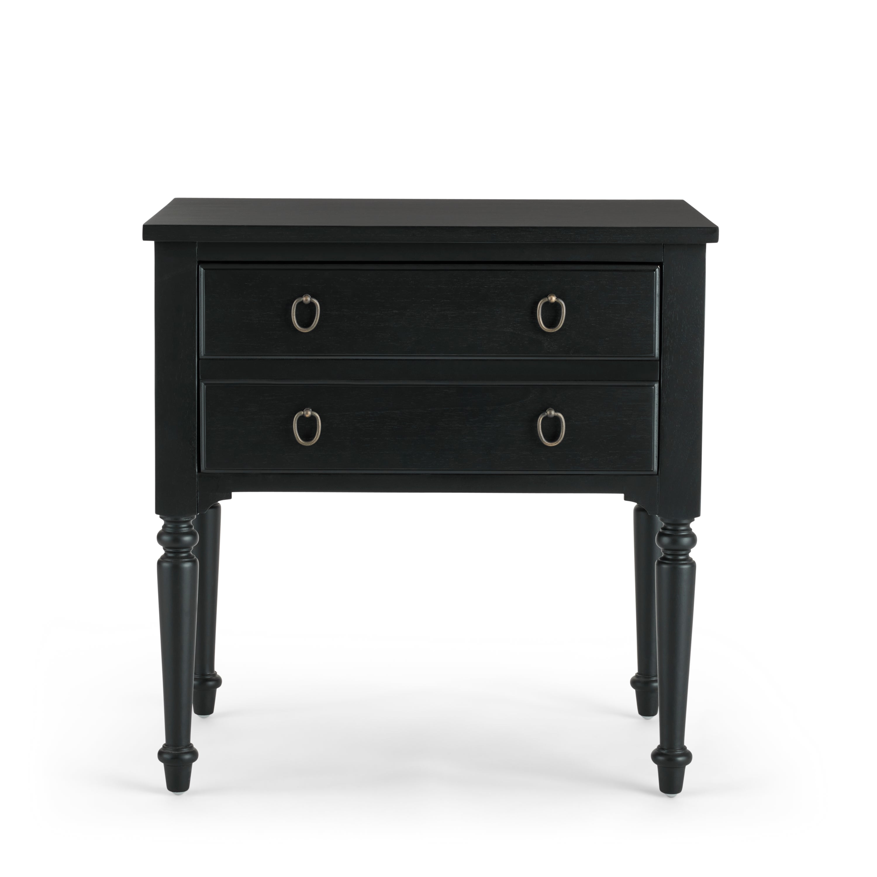 Corinne Nightstand in black mahogany front view