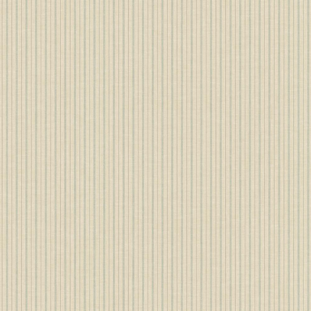 cream and light blue ticking stripe pattern wallpaper
