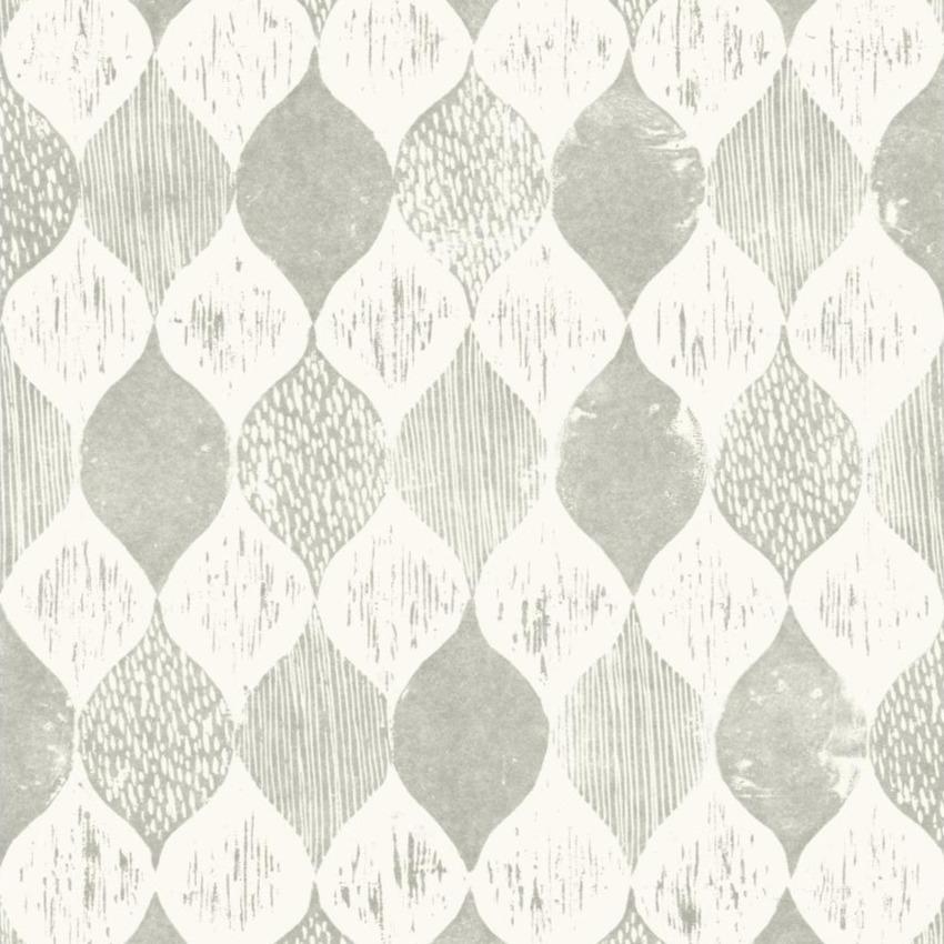 light gray and white wood grain ogee stripe pattern wallpaper