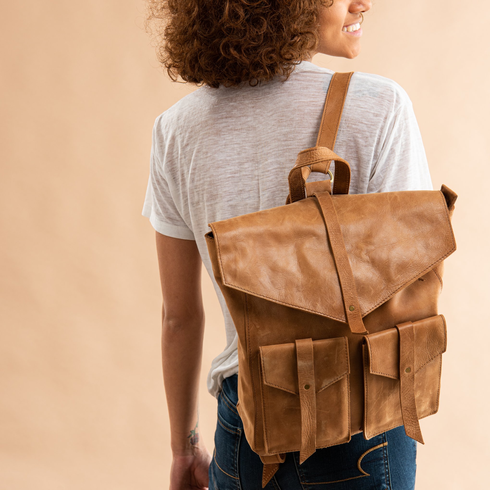 Leather Backpack Brown