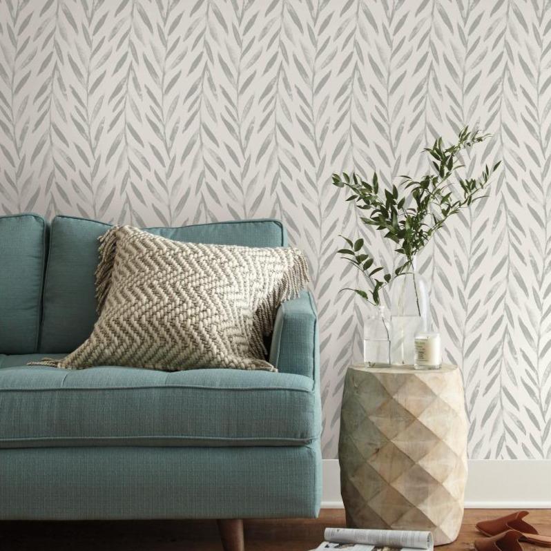 grey and white willow branch pattern wallpaper $110.00