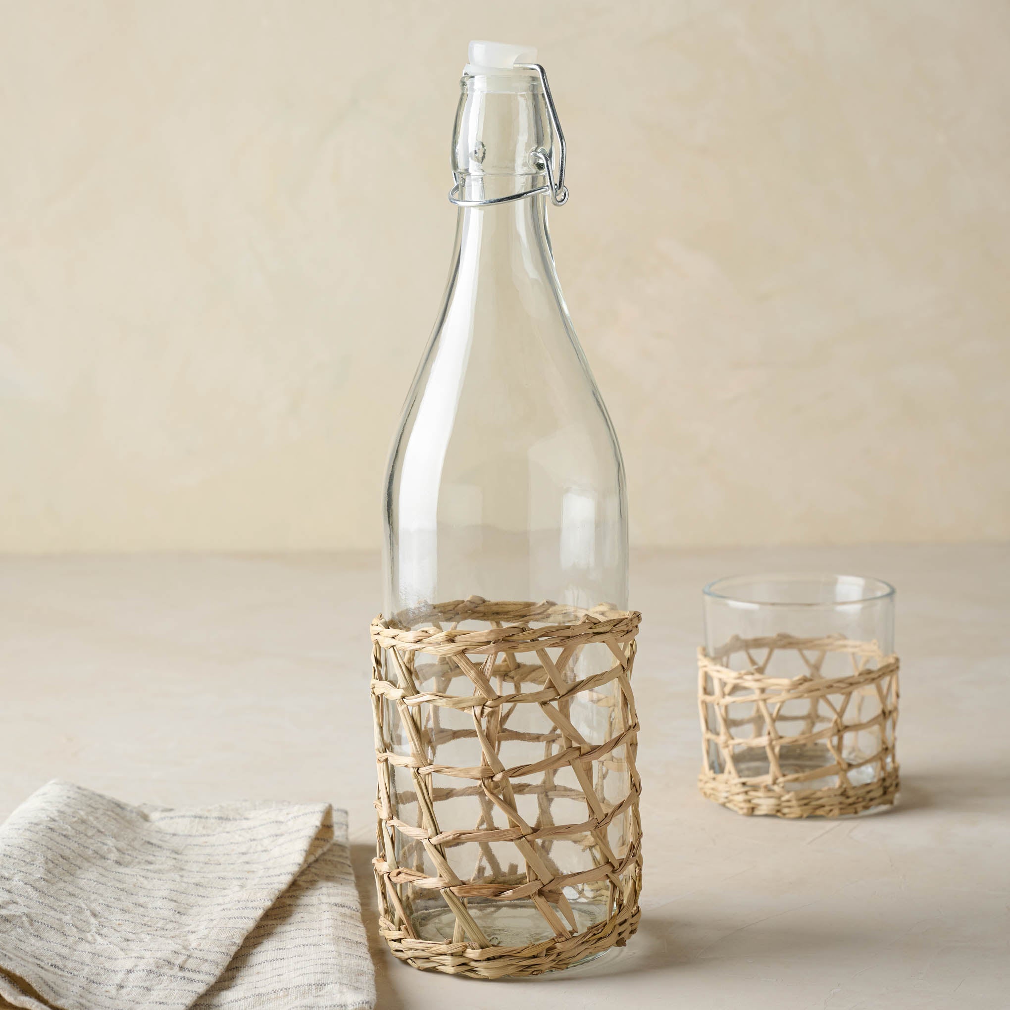 Woven Glass Storage Jar - Magnolia