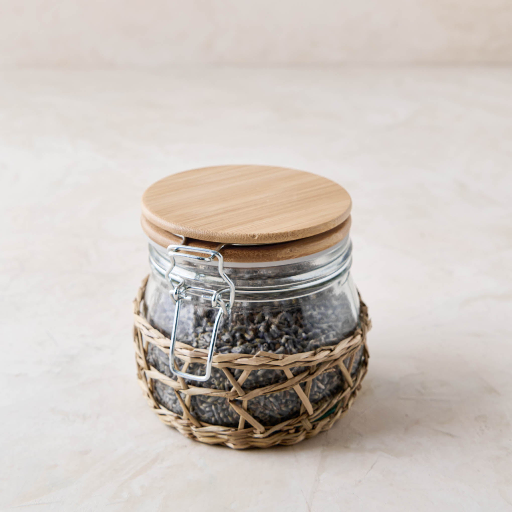 Magnolia Woven Glass Storage Jar Small